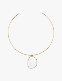 Büyük Taş Charmlı Çelik Choker Kolye