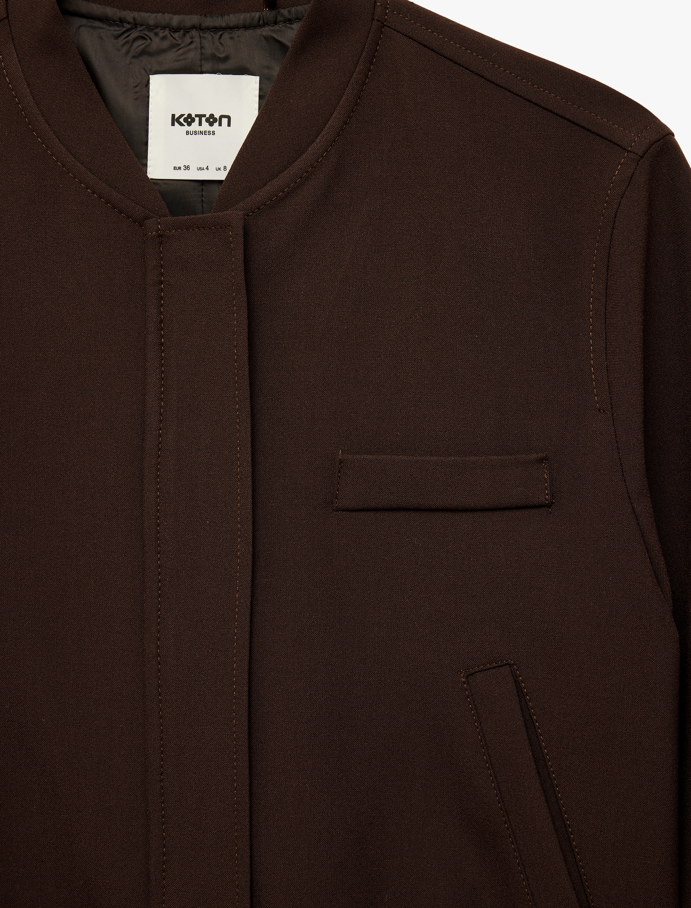   Kolej Yaka Fermuarlı Cepli Uzun Kollu Bomber Ceket