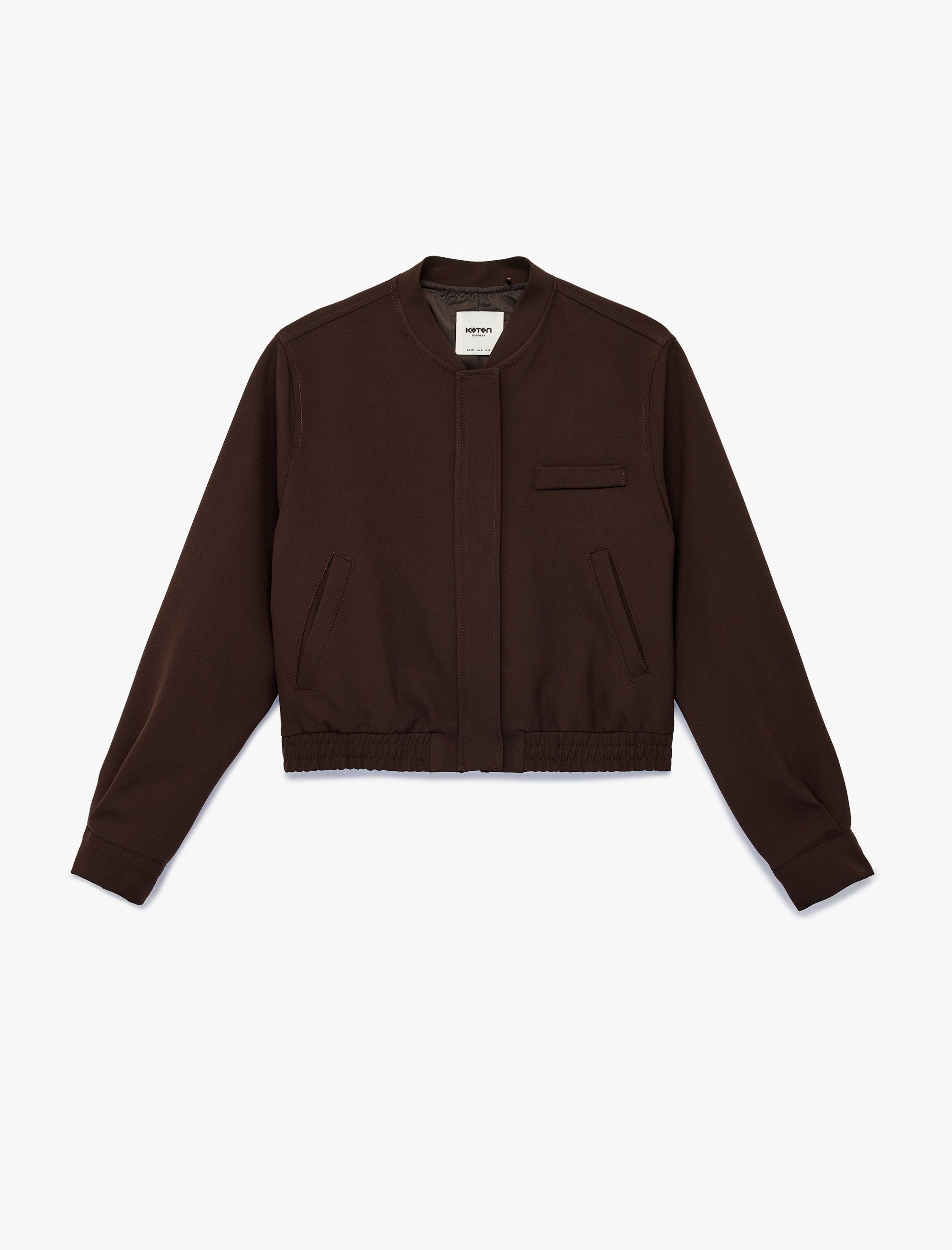   Kolej Yaka Fermuarlı Cepli Uzun Kollu Bomber Ceket