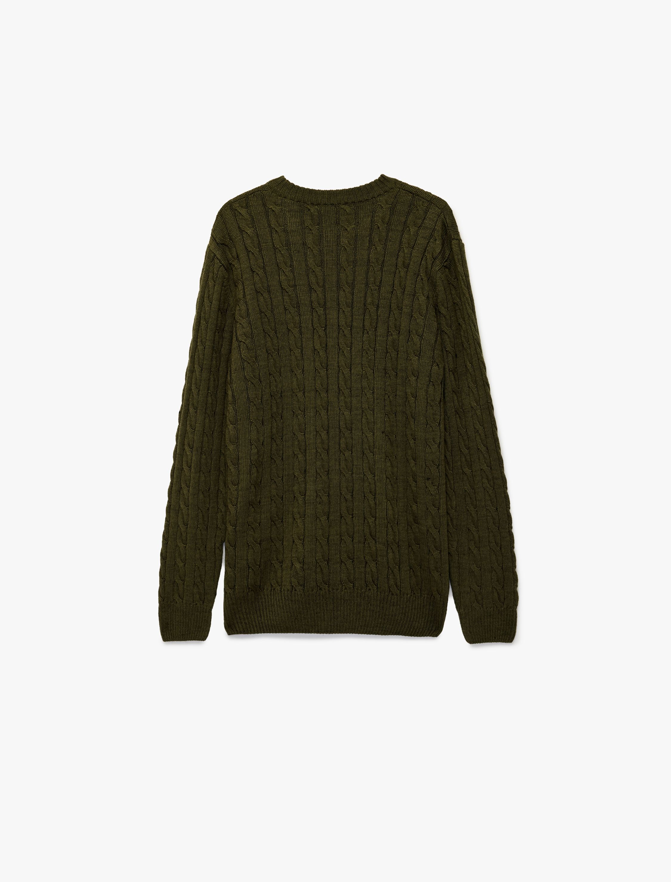   Uzun Kollu Bisiklet Yaka Saç Örgüsü Dokulu Triko Kazak