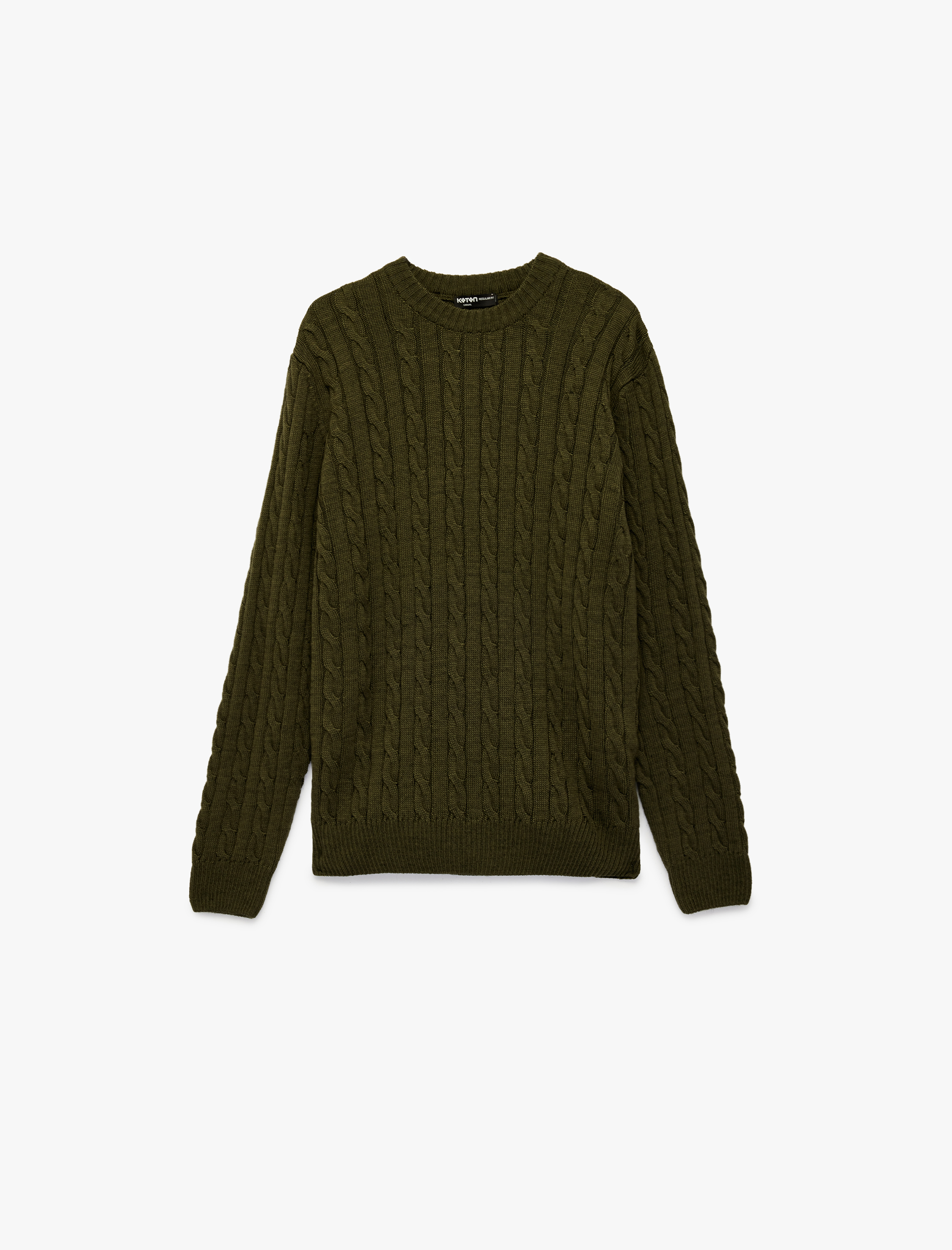   Uzun Kollu Bisiklet Yaka Saç Örgüsü Dokulu Triko Kazak