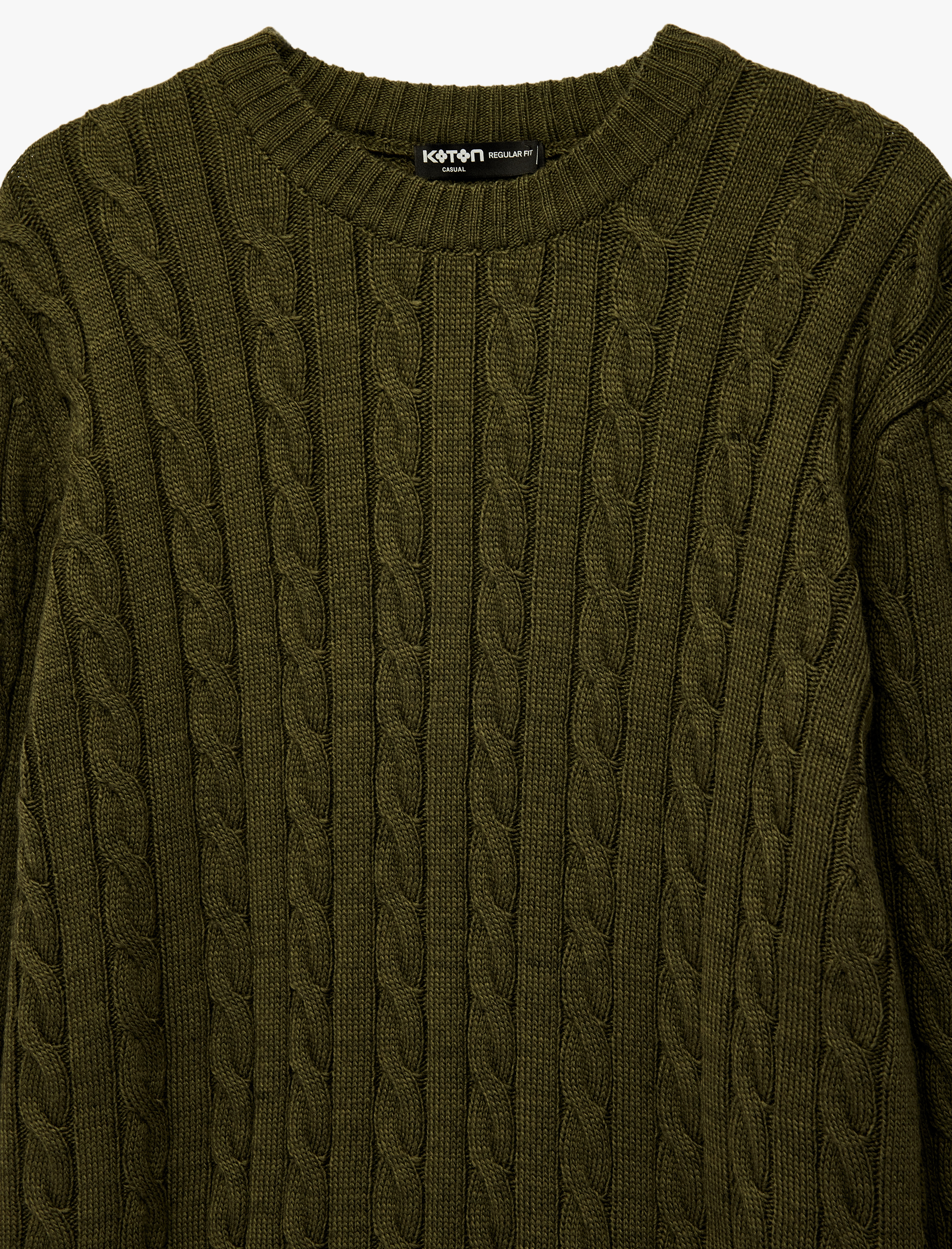   Uzun Kollu Bisiklet Yaka Saç Örgüsü Dokulu Triko Kazak