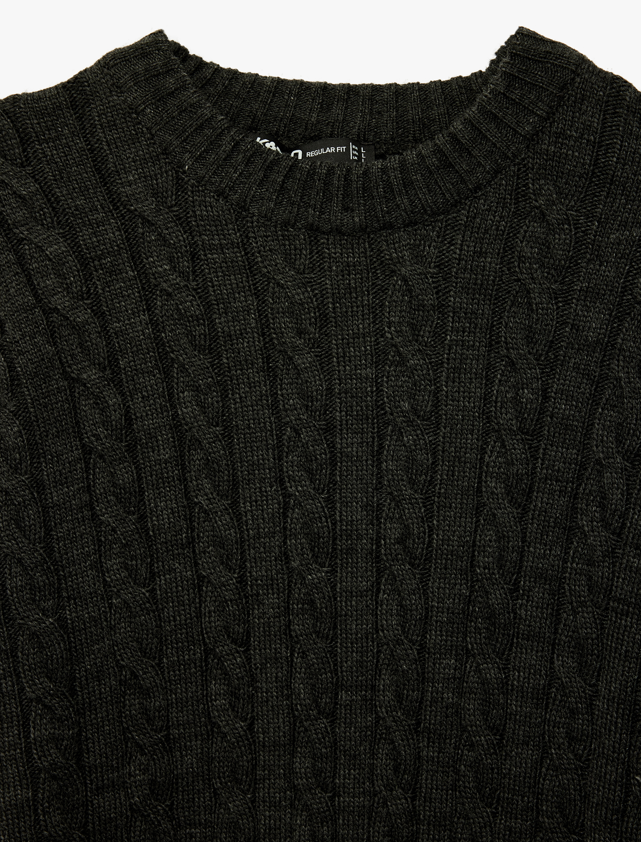   Uzun Kollu Bisiklet Yaka Saç Örgüsü Dokulu Triko Kazak