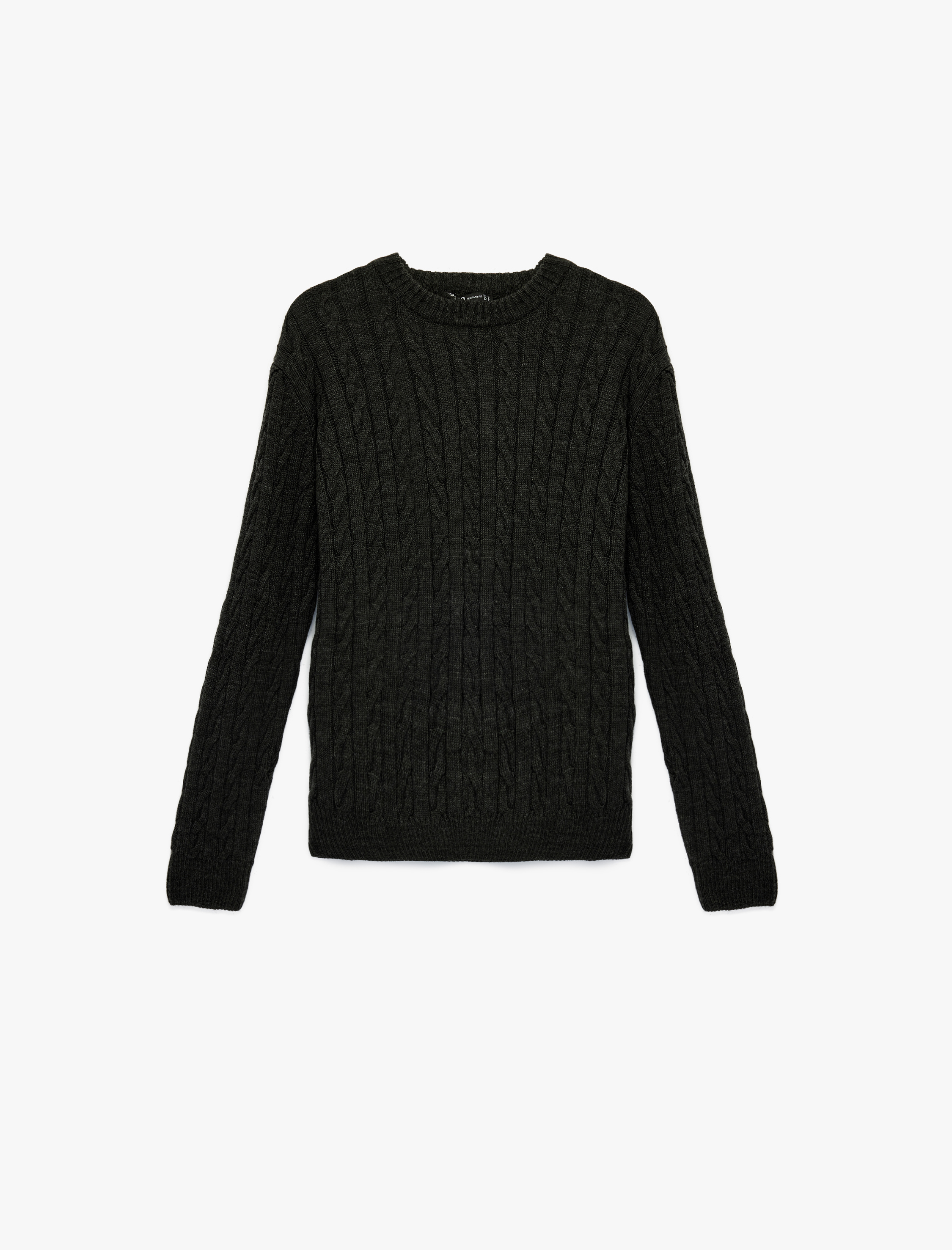   Uzun Kollu Bisiklet Yaka Saç Örgüsü Dokulu Triko Kazak