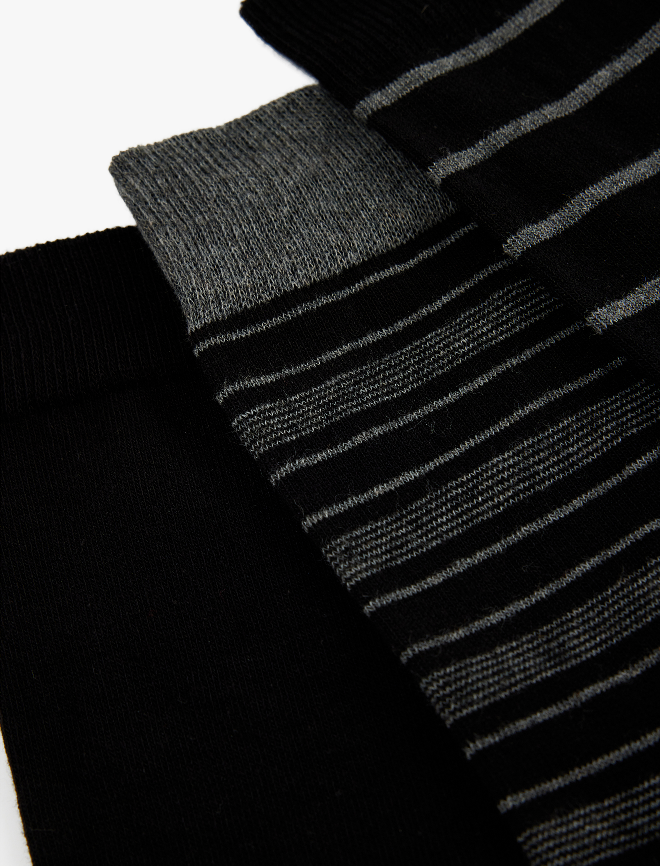  Erkek Pamuklu Çizgili 3'lü Soket Çorap Seti