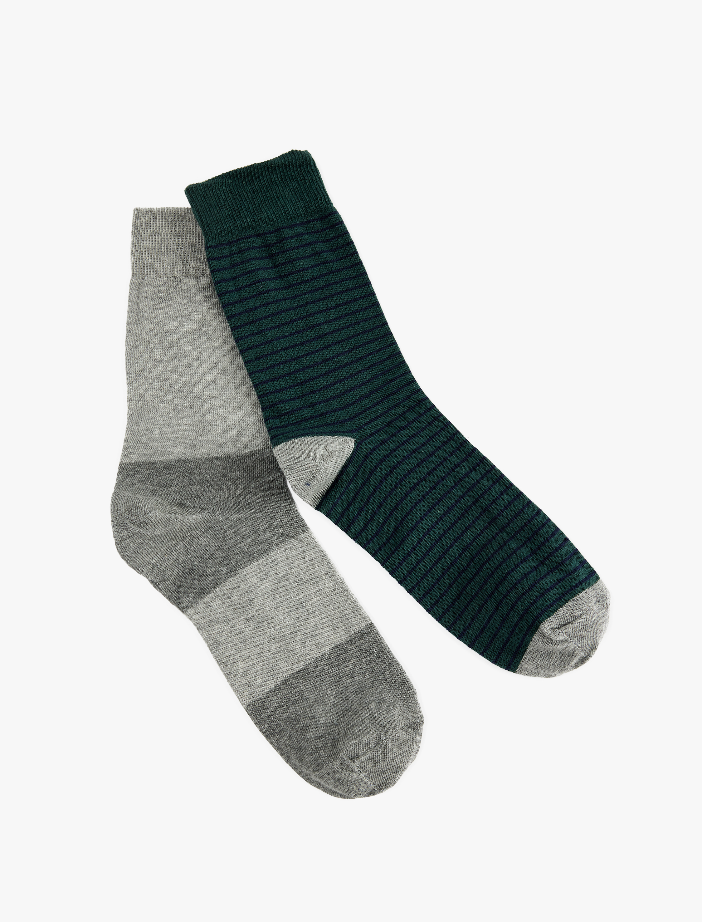  Erkek Çizgili Çok Renkli 2'li Soket Çorap Seti