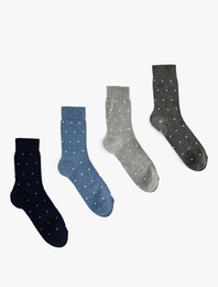 Puantiyeli Çok Renkli 4'lü Soket Çorap Seti