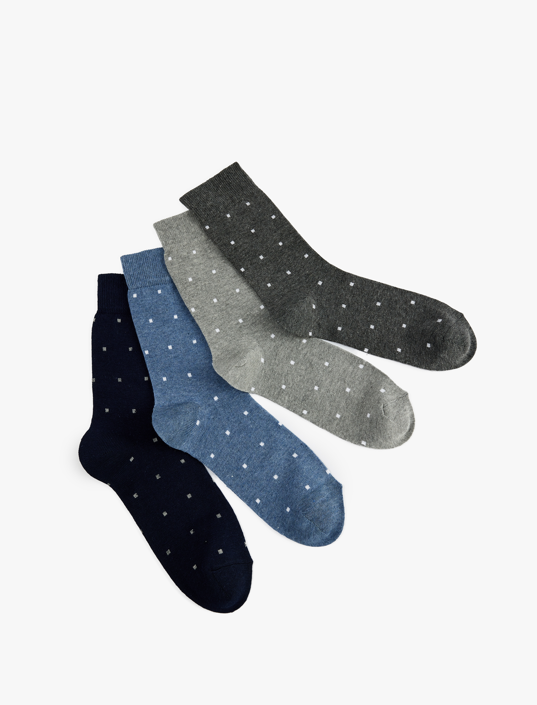  Erkek Puantiyeli Çok Renkli 4'lü Soket Çorap Seti