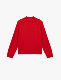 Uzun Kollu Dik Yaka Oversize Triko Kazak