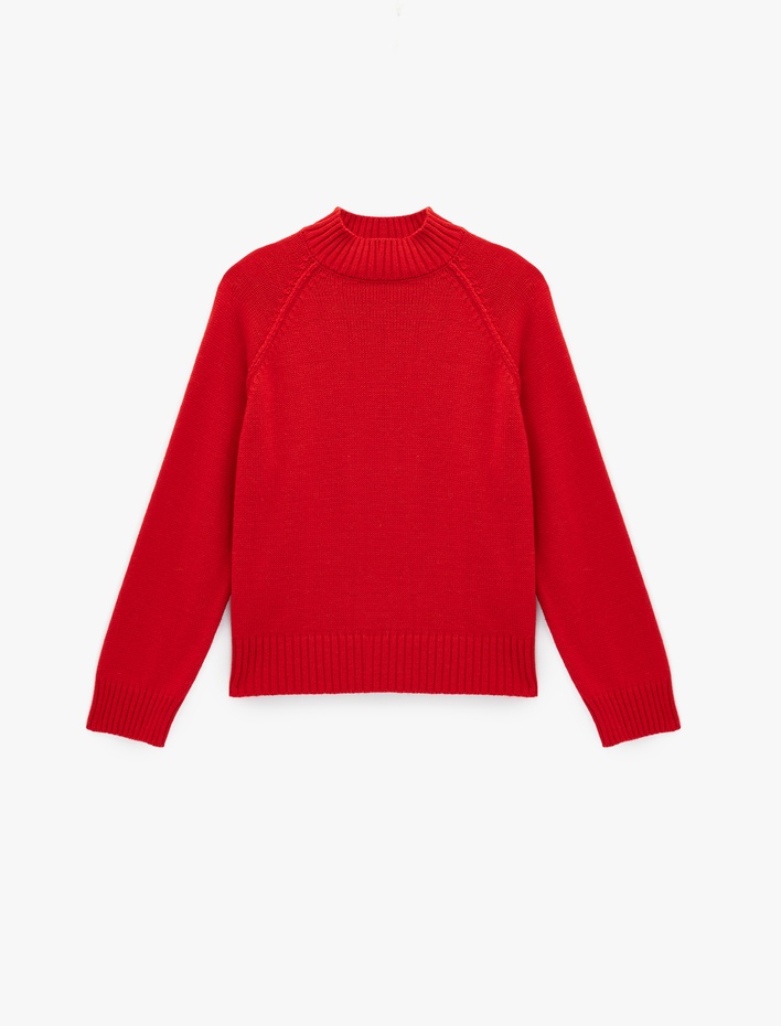  Uzun Kollu Dik Yaka Oversize Triko Kazak