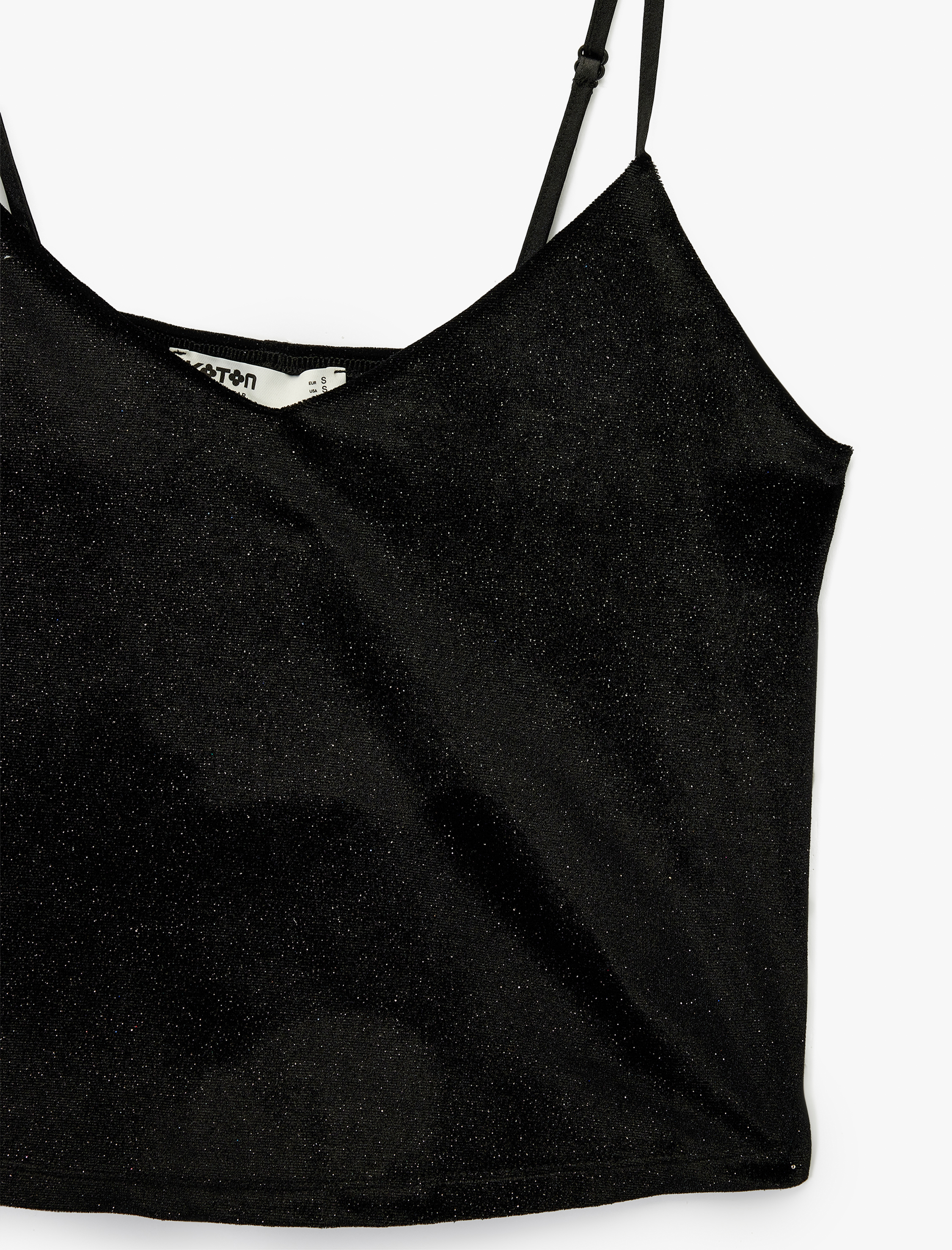   V Yaka Parıltılı Askılı Pijama Üstü