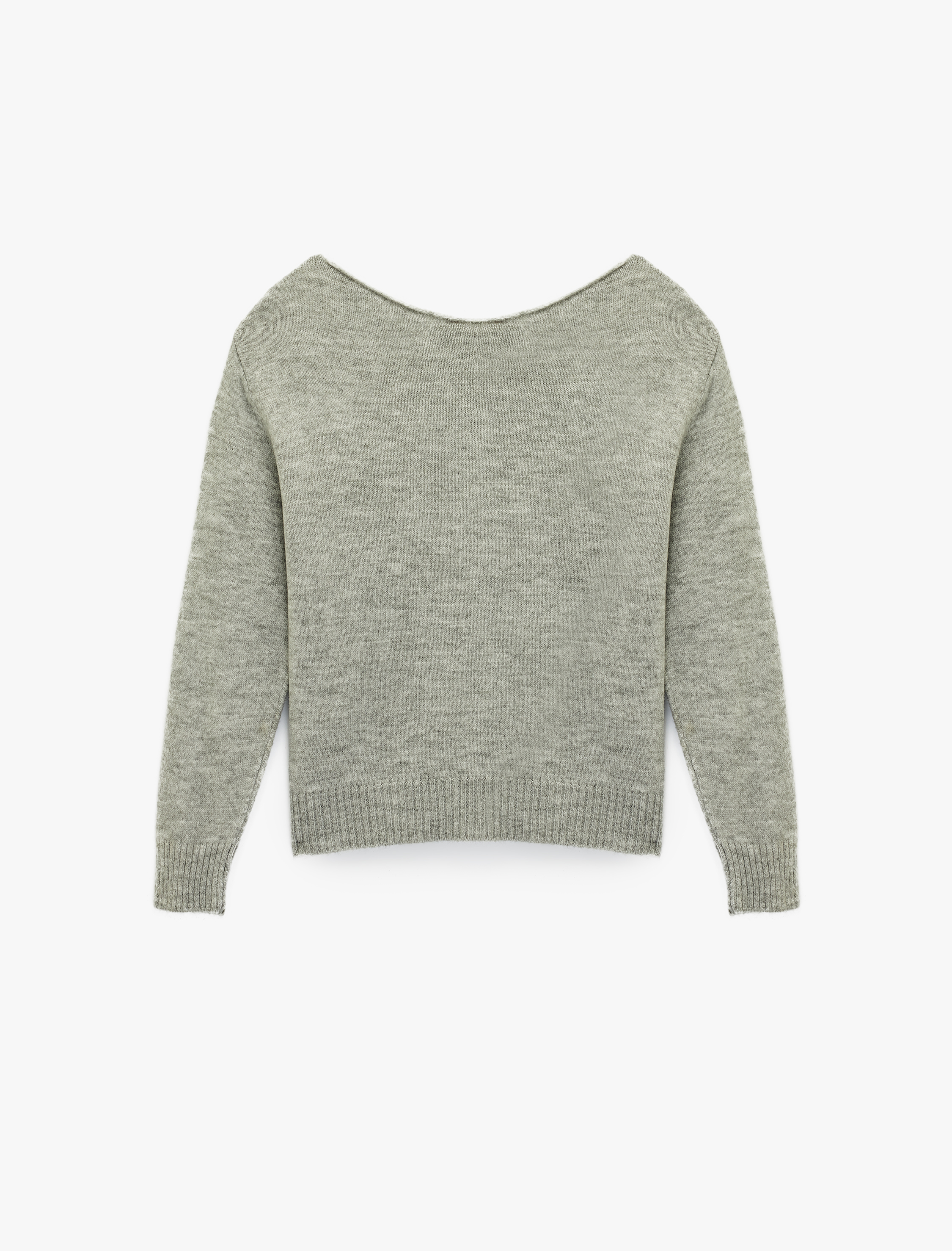   Uzun Kollu Yuvarlak Geniş Yaka Yıldız Desenli Triko Kazak