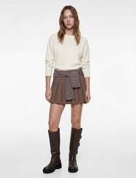 Uzun Kollu Bisiklet Yaka Dikiş Detaylı Basic Triko Kazak