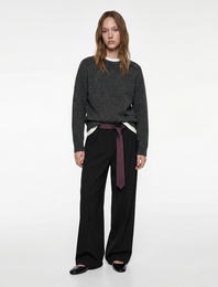 Uzun Kollu Bisiklet Yaka Dikiş Detaylı Basic Triko Kazak