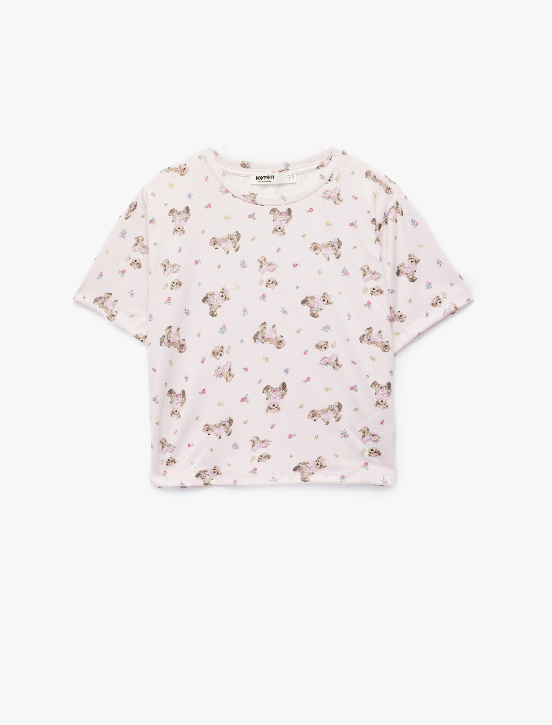   Rahat Kalıp Kısa Kollu Köpek Baskılı Pijama Takımı