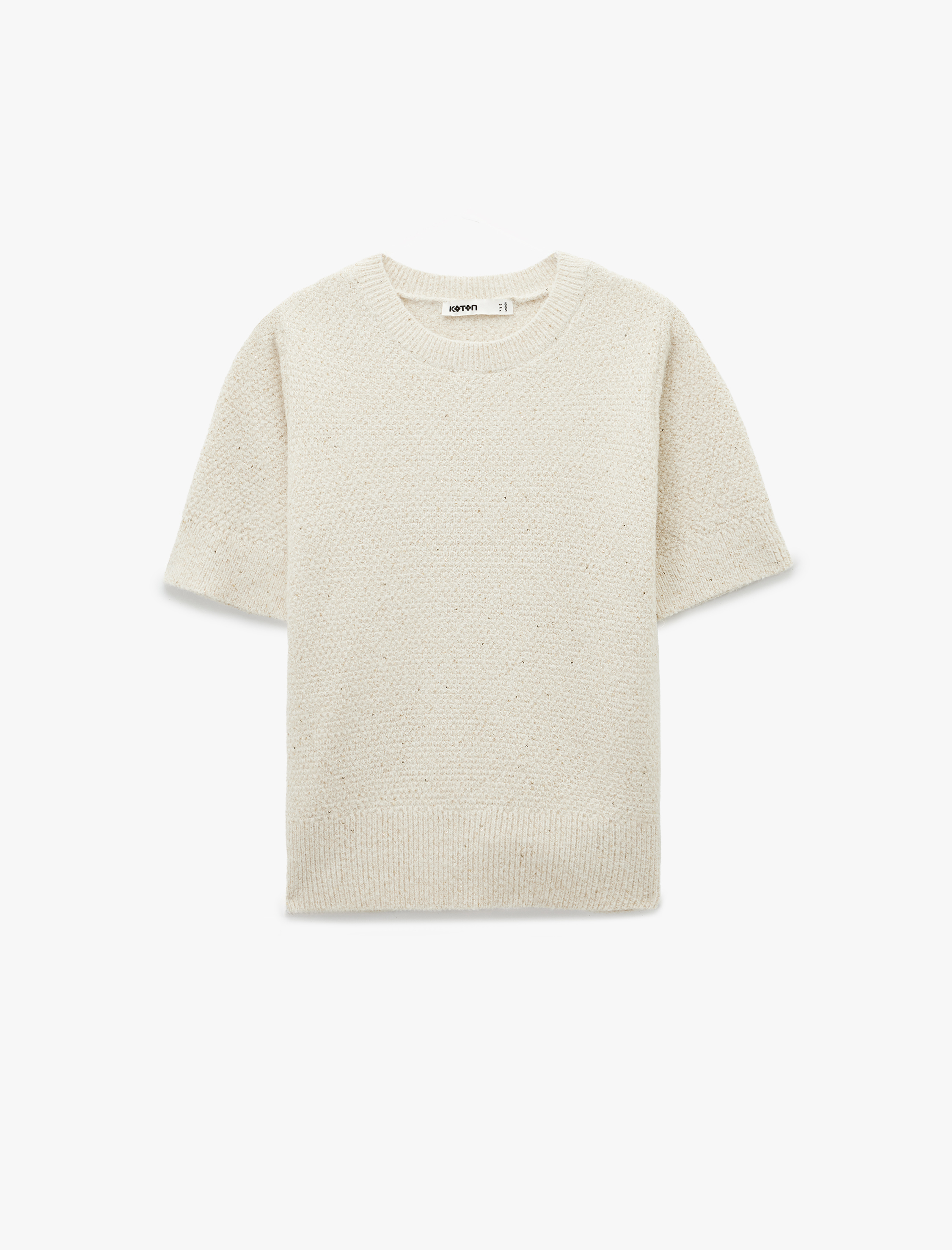   Yarım Kol Bisiklet Yaka Parıltılı Pul İşlemeli Triko Kazak