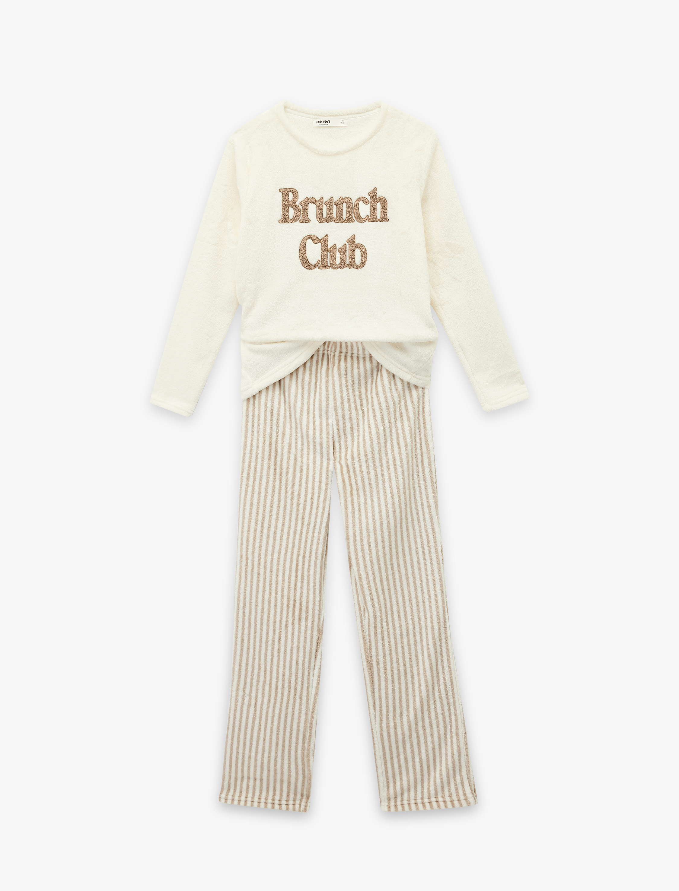   Rahat Kalıp Uzun Kollu Bisiklet Yaka 2'li Pijama Takımı