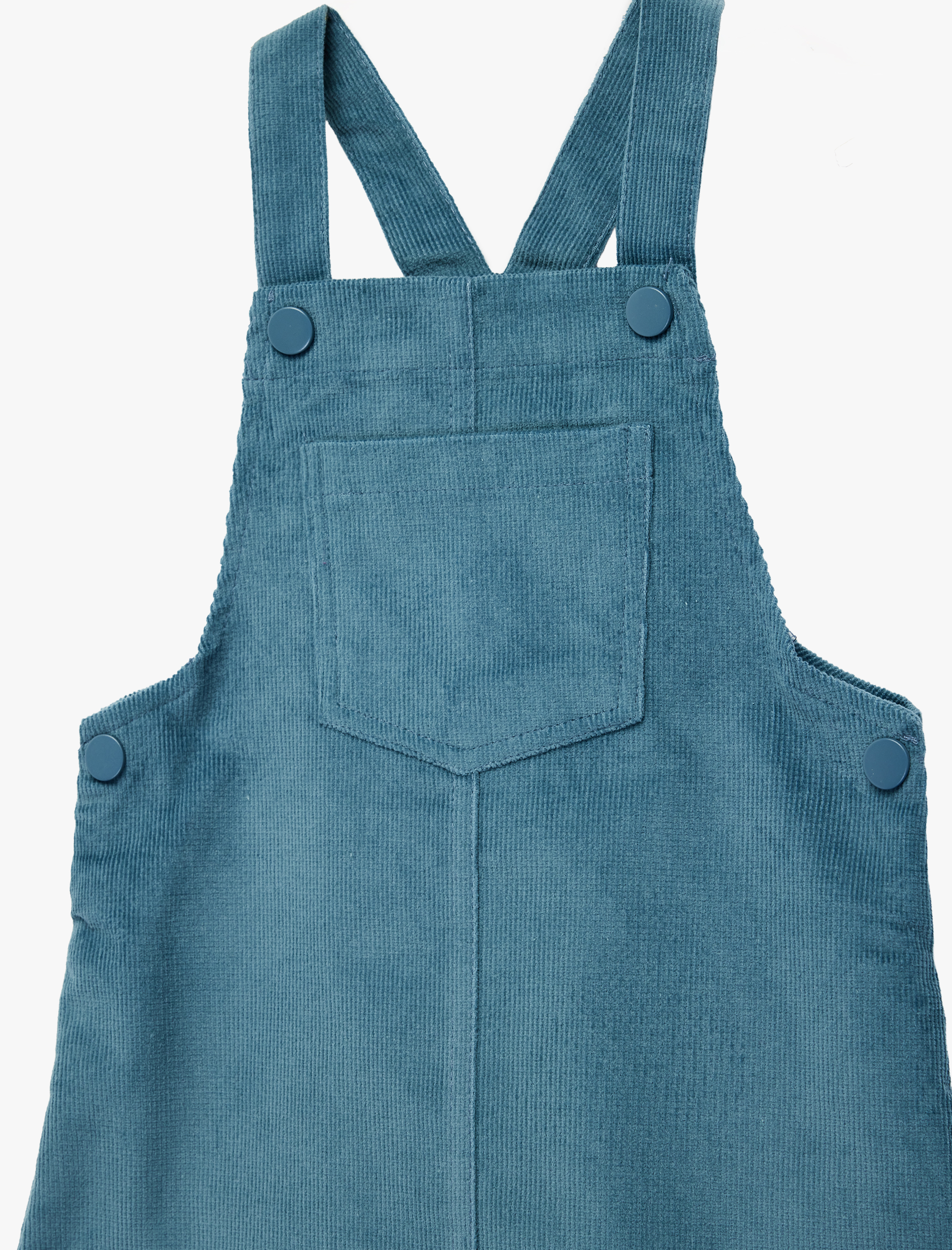  Kız Bebek Askılı Kare Yaka Pamuklu Cepli Kadife Jile Elbise