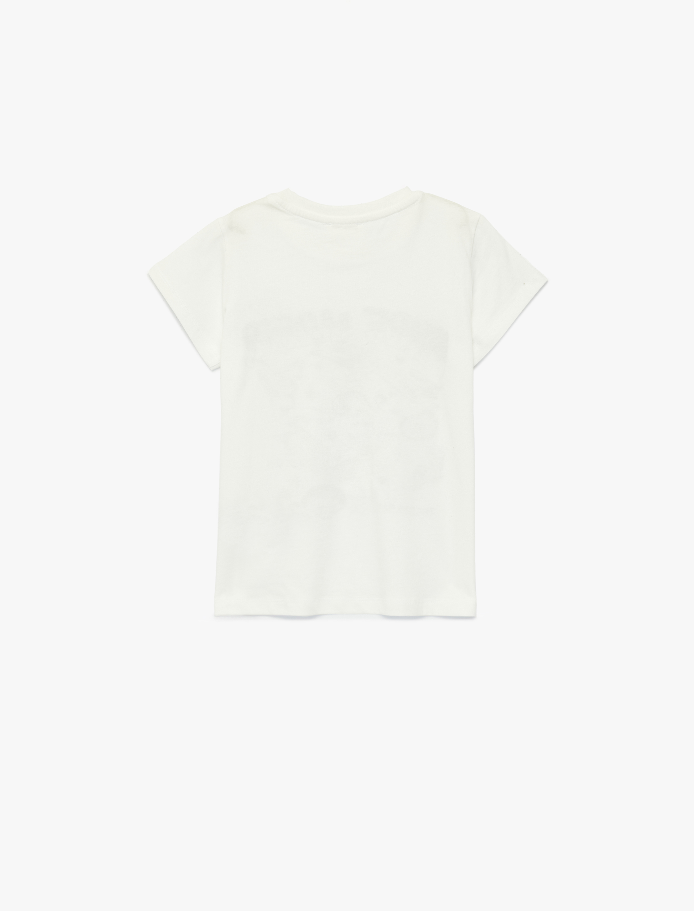  Kız Çocuk Pamuklu Kısa Kollu Bisiklet Yaka Baskılı Tişört