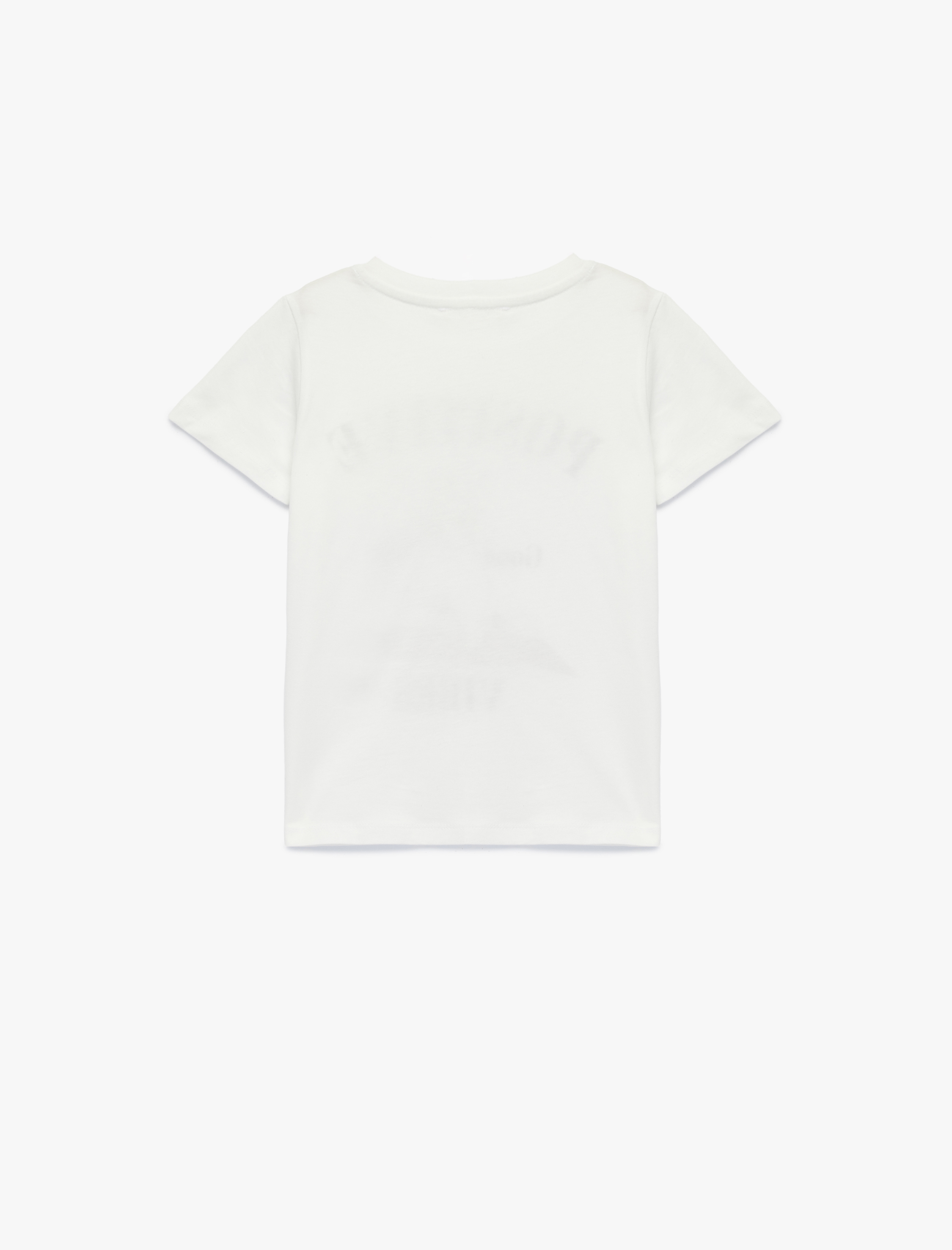  Kız Çocuk Pamuklu Kısa Kollu Bisiklet Yaka Kedi Baskılı Tişört