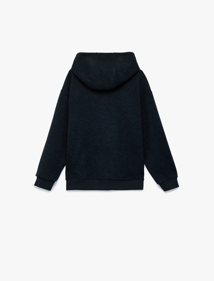 Erkek Çocuk Fermuarlı Uzun Kollu Oversize Kapşonlu Ceket