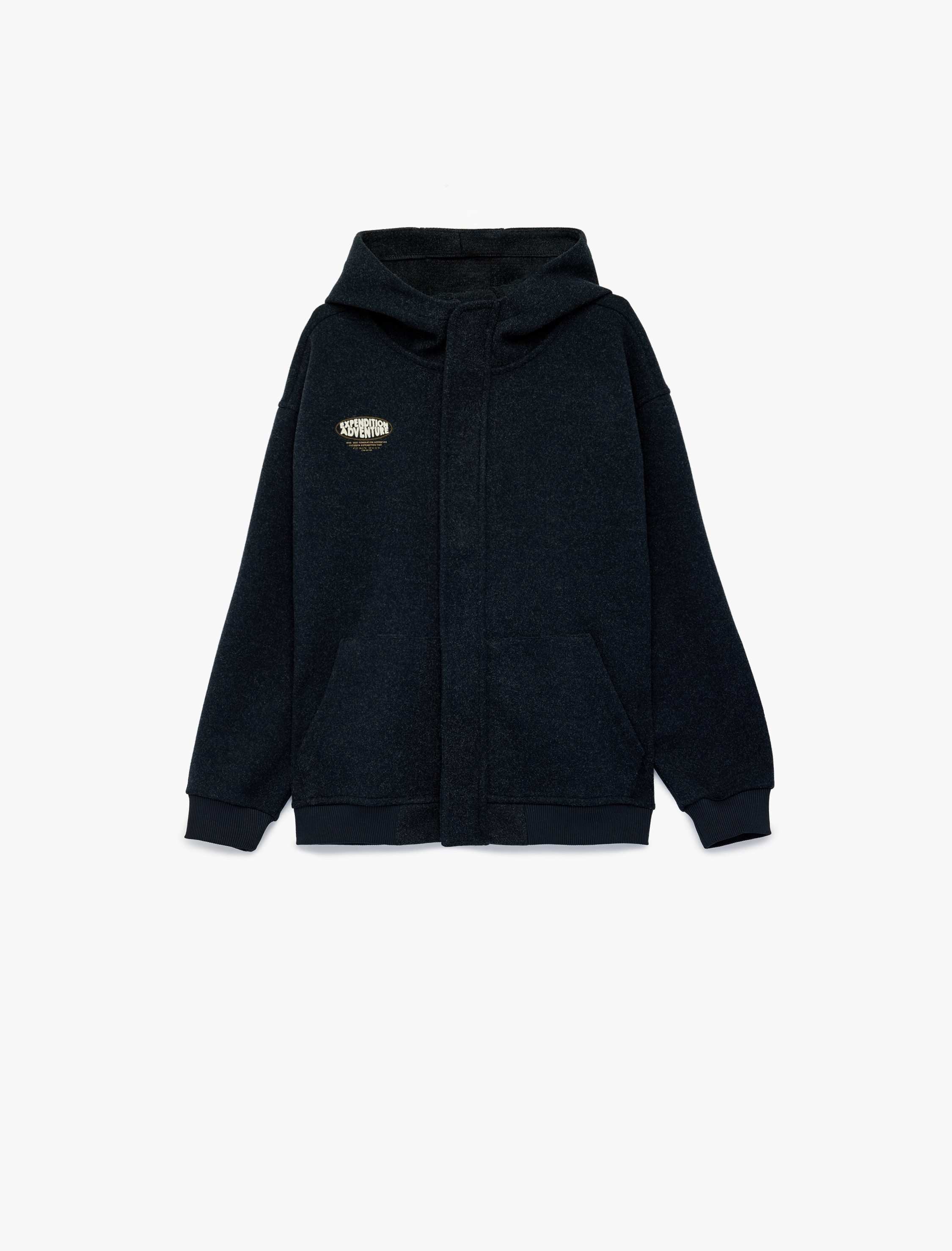  Erkek Çocuk Fermuarlı Uzun Kollu Oversize Kapşonlu Ceket