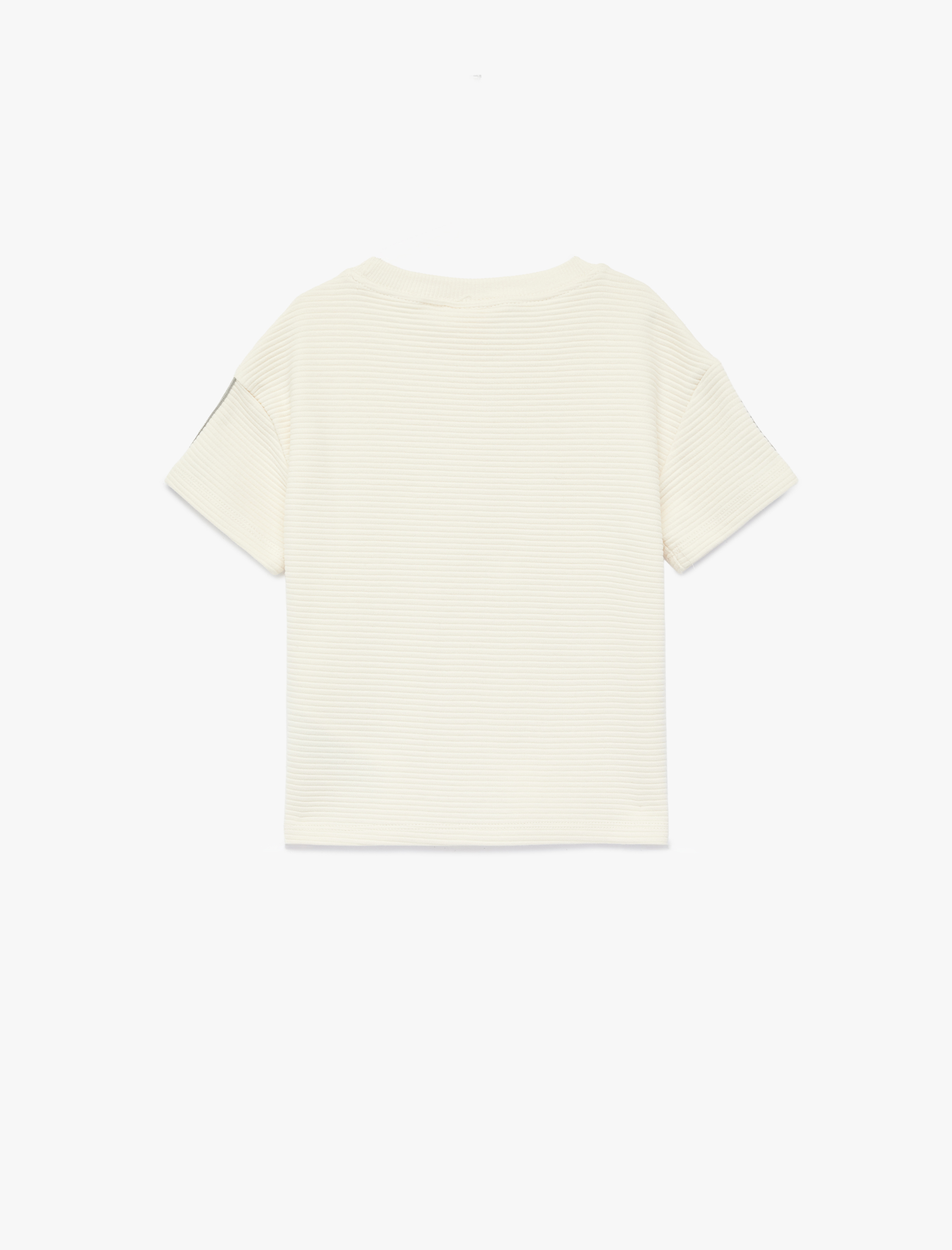  Erkek Bebek Pamuklu Şerit Detaylı Uzun Kollu Bisiklet Yaka Oversize Tişört