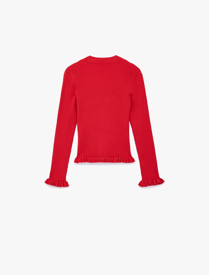 Kız Çocuk Uzun Kollu V Yaka Fiyonklu Viskon Karışımlı Triko Hırka