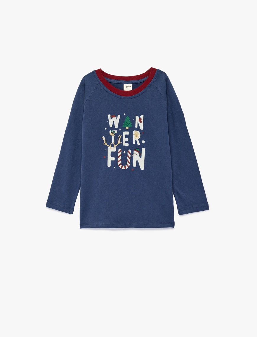 Koton Erkek Bebek Pamuklu Uzun Kollu Bisiklet Yaka Baskılı T-Shirt