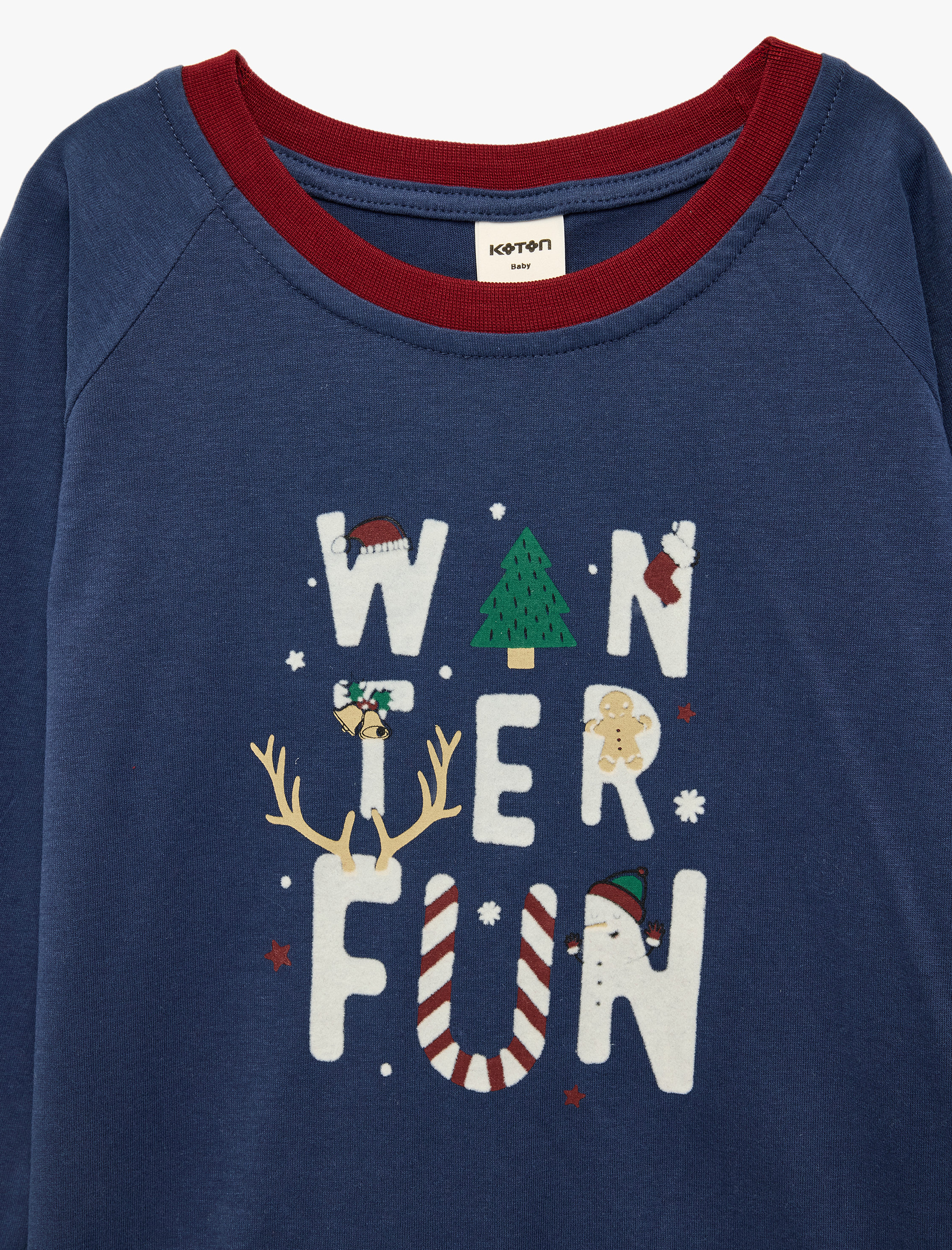  Erkek Bebek Pamuklu Uzun Kollu Bisiklet Yaka Baskılı Tişört