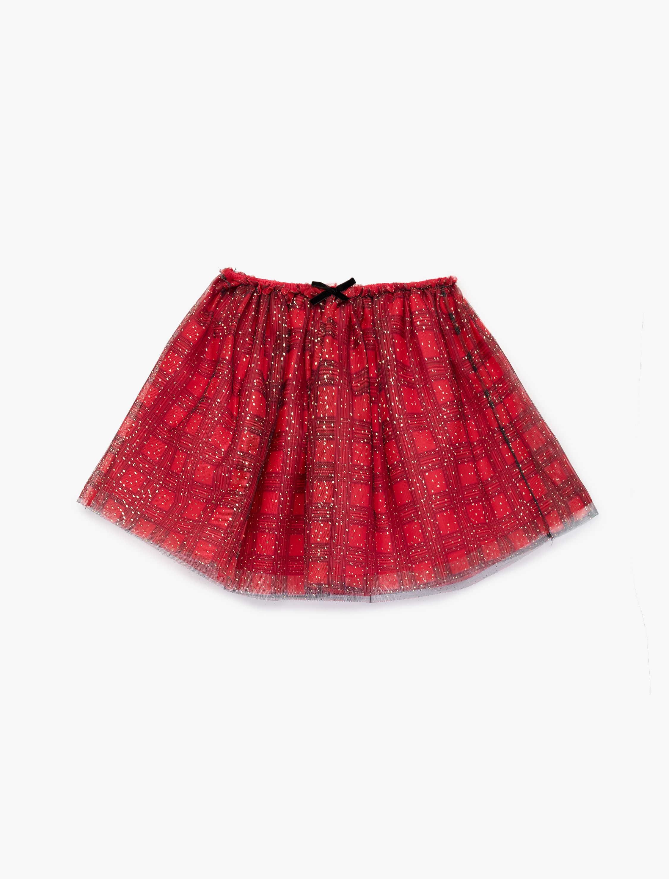  Kız Bebek Beli Lastikli Parıltılı Ekoseli Tütü Etek