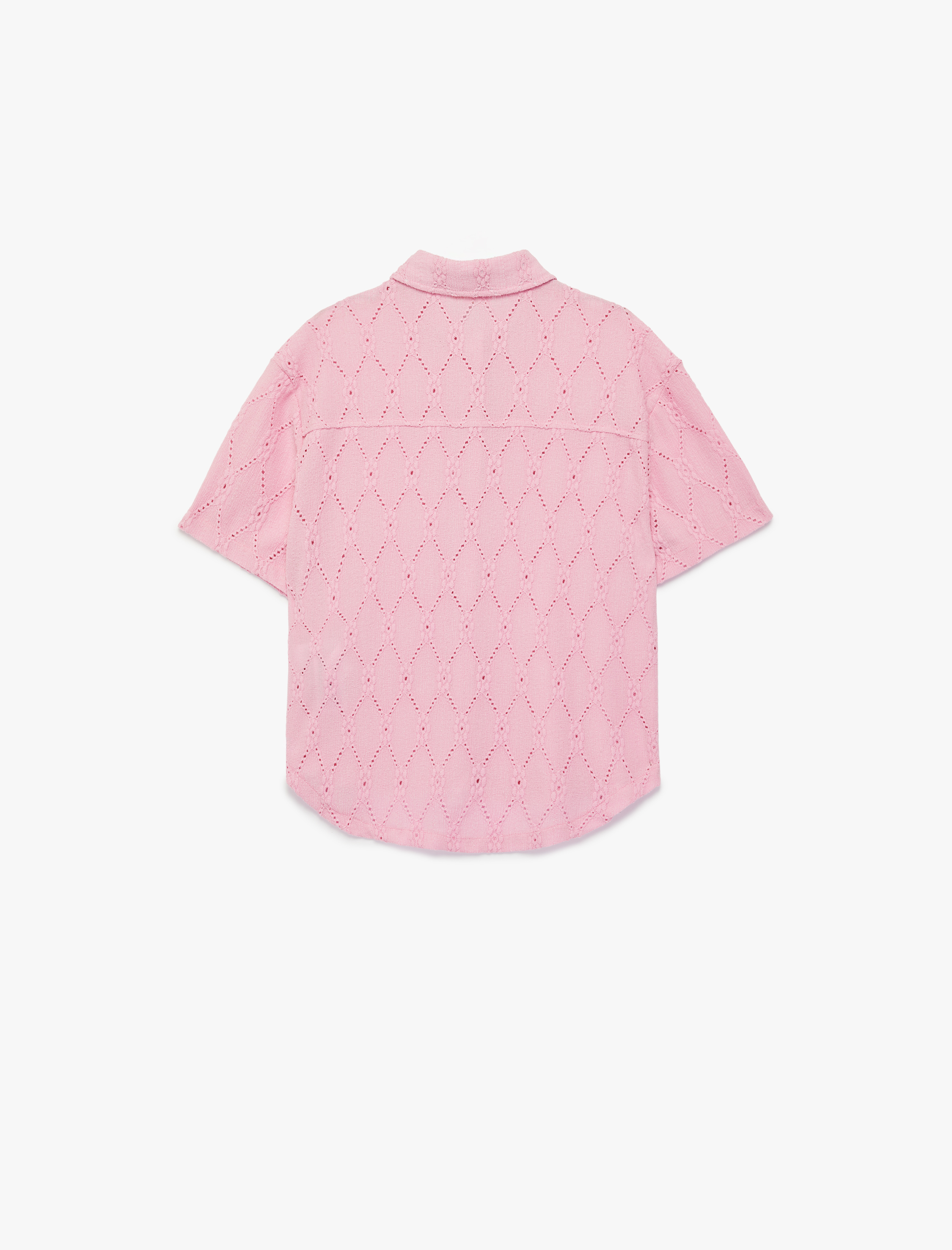  Kız Çocuk Kısa Kollu Düğmeli Fistolu Brode Bluz