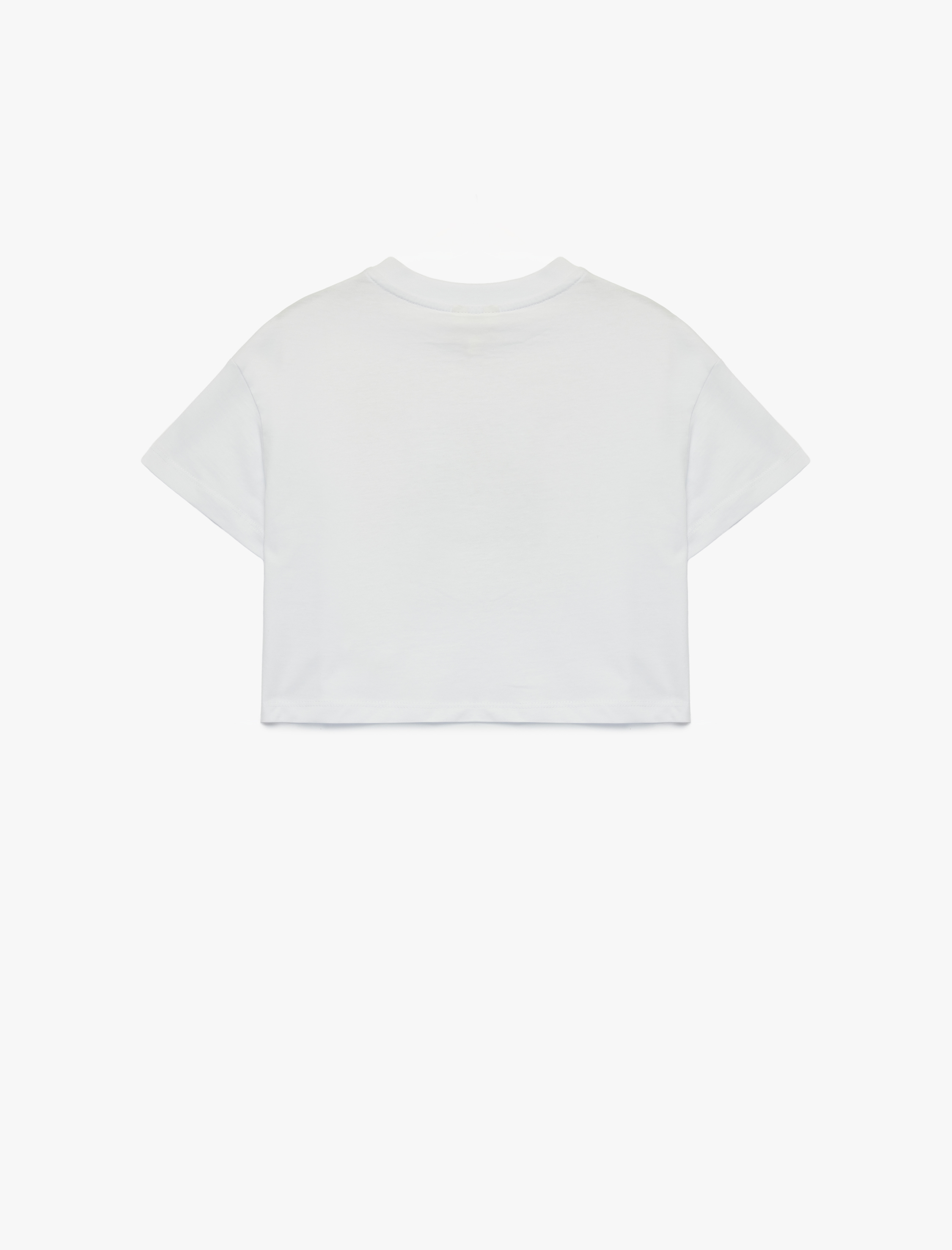  Kız Çocuk Kısa Kollu Bisiklet Yaka Pamuklu Kedi Baskılı Tişört