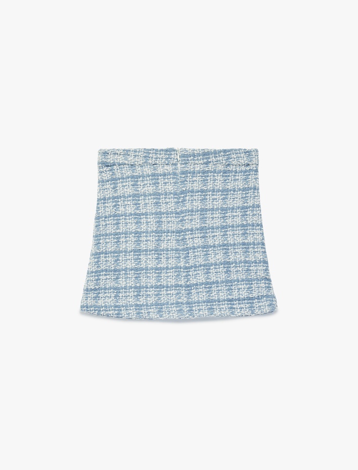 Kız Çocuk İnci Düğme Detaylı A Kesim Mini Tüvit Etek