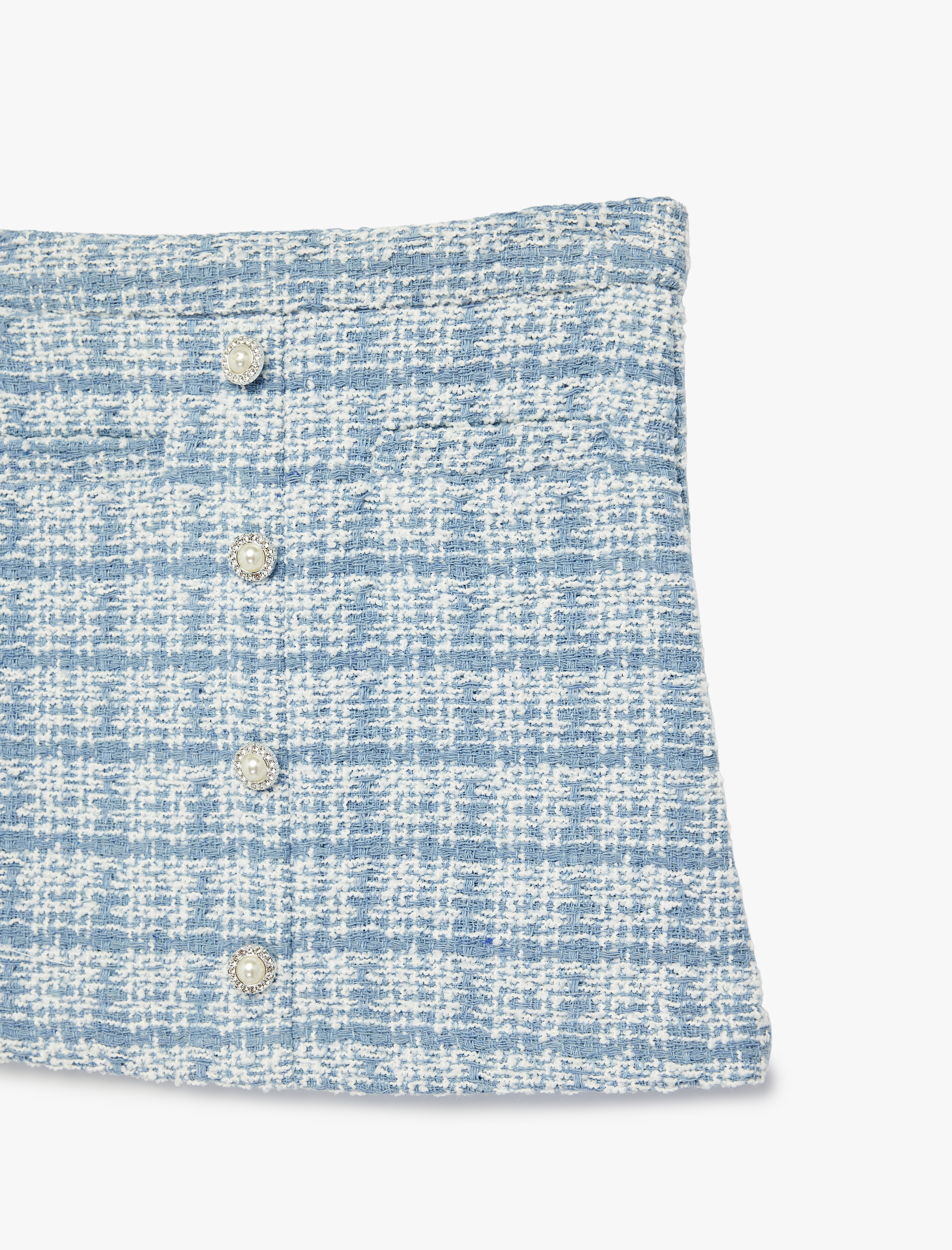  Kız Çocuk İnci Düğme Detaylı A Kesim Mini Tüvit Etek