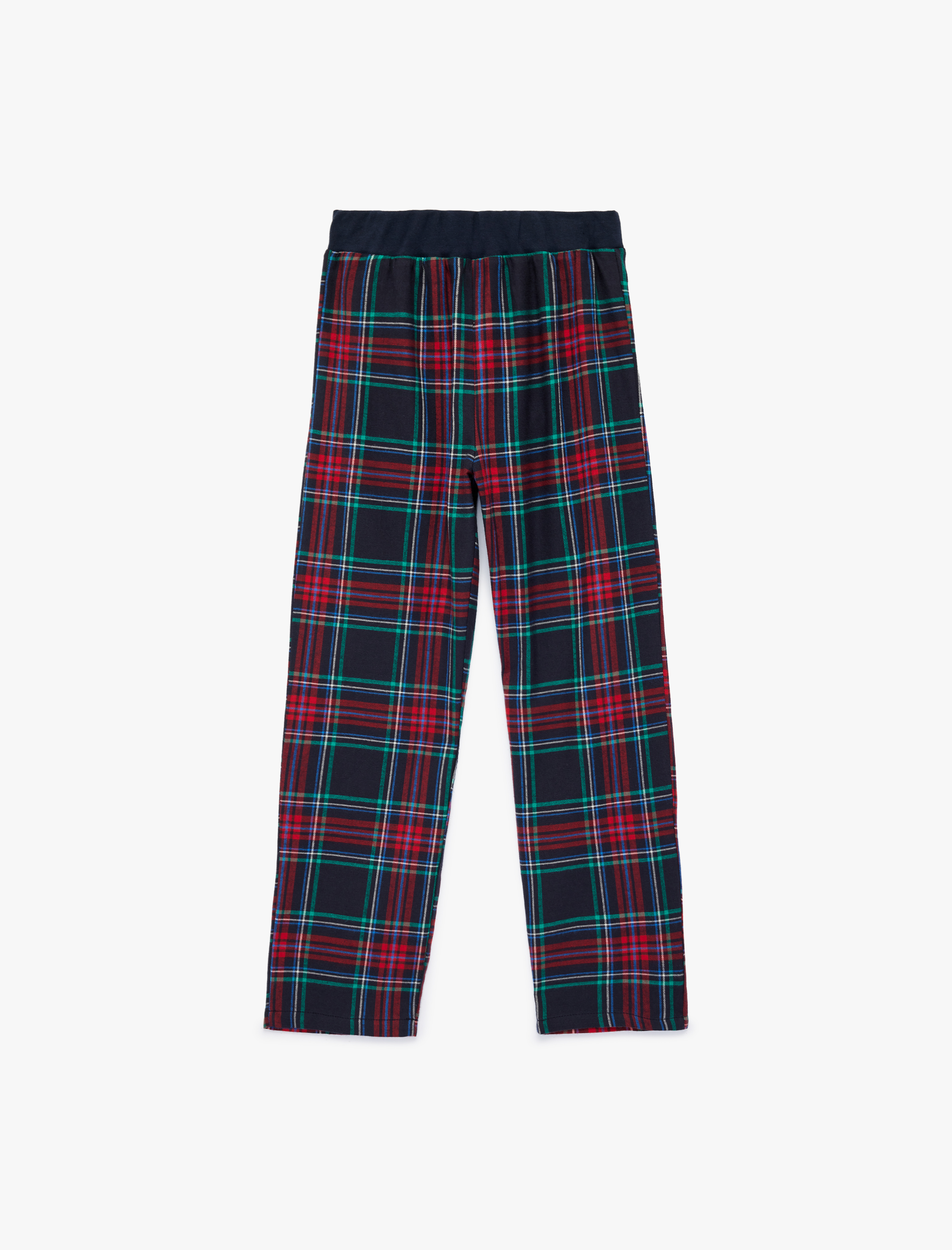  Kız Çocuk Pamuklu Beli Lastikli Ekoseli Pijama Altı