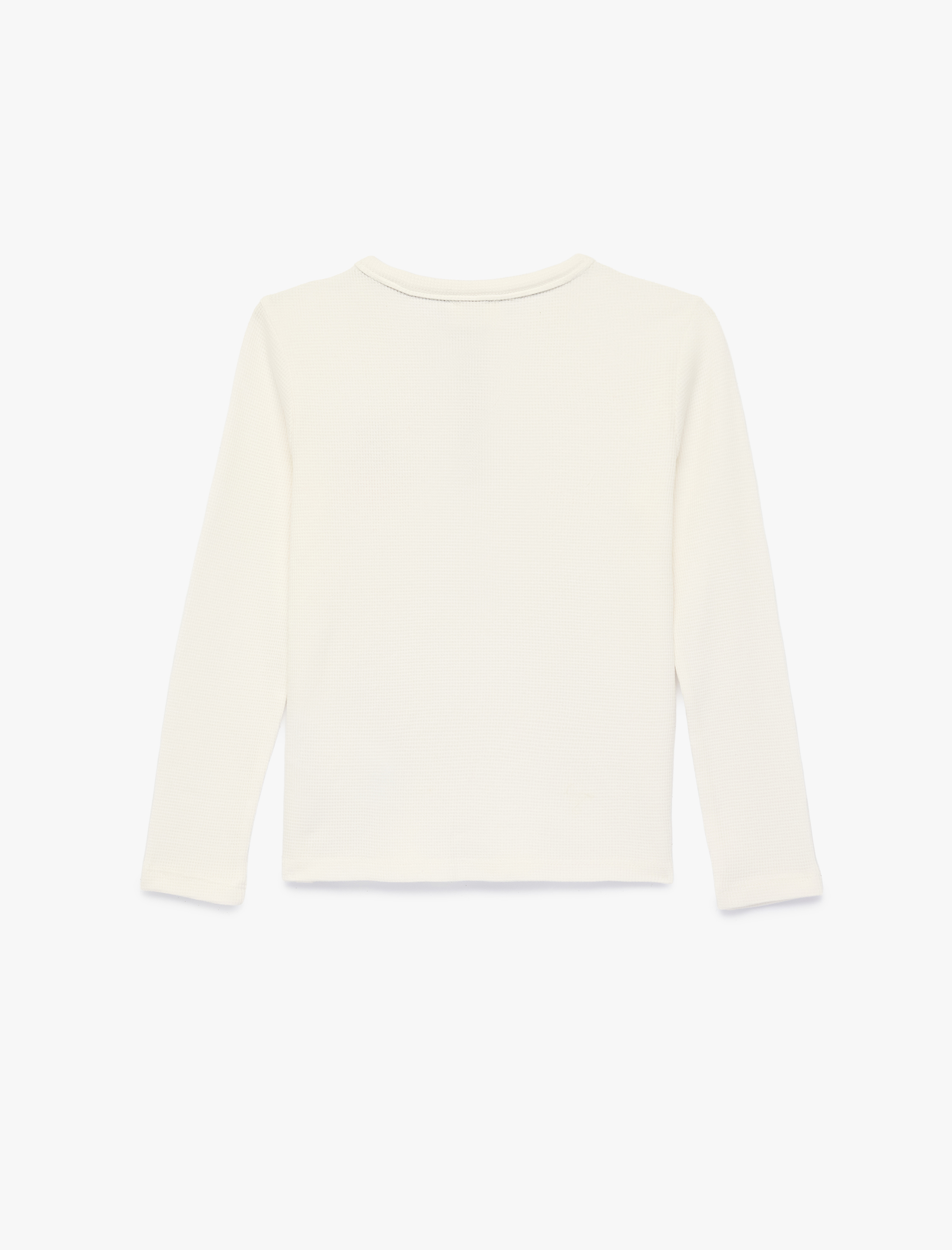  Kız Çocuk Pamuklu Düğme Detaylı Uzun Kollu Bisiklet Yaka Pijama Üstü