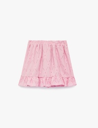 Fırfırlı Katmanlı Beli Lastikli Brodeli Etek