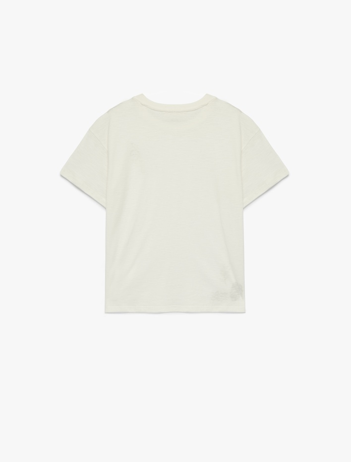 Erkek Çocuk Pamuklu Palmiye Baskılı Kısa Kollu Bisiklet Yaka Oversize Tişört