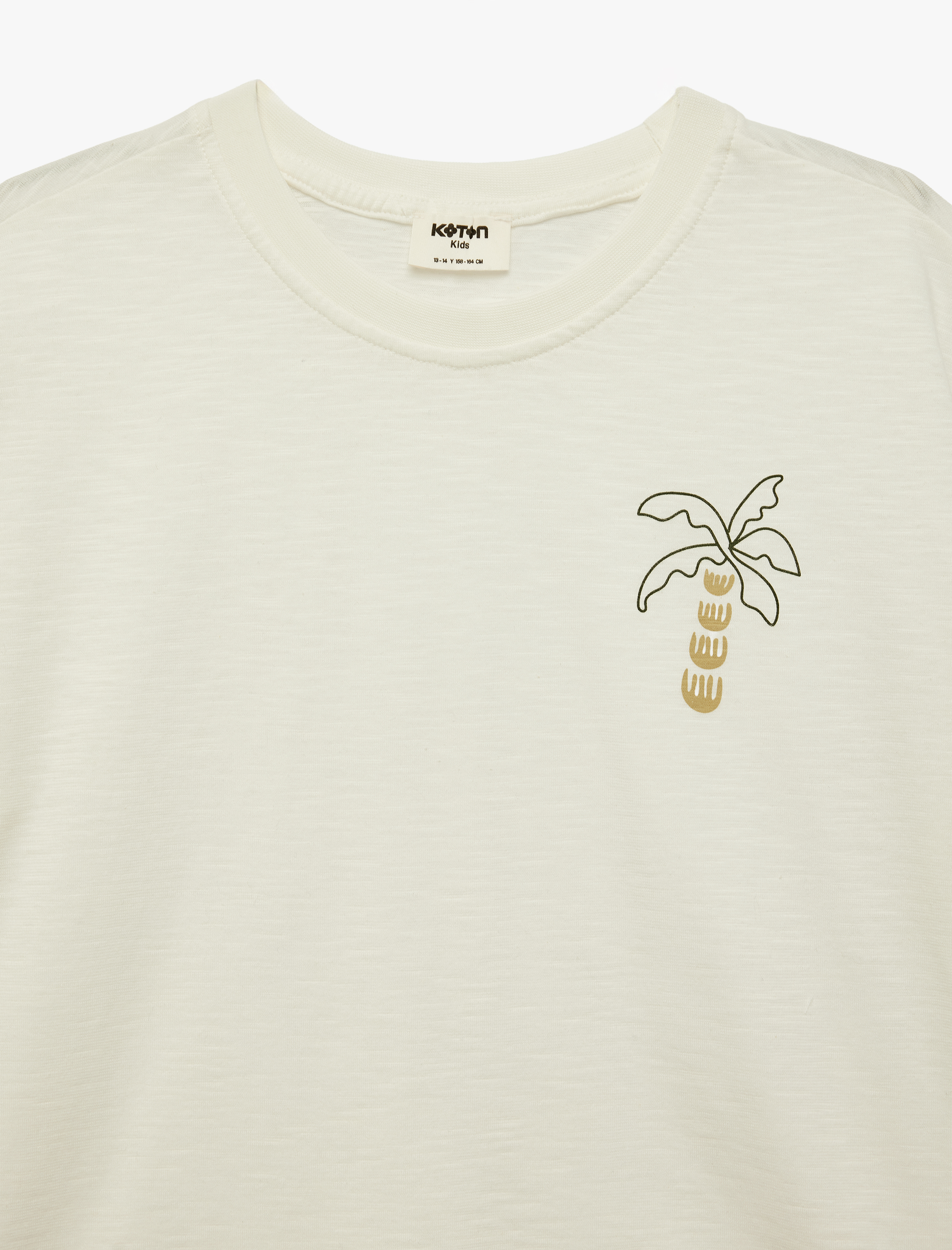 Erkek Çocuk Pamuklu Palmiye Baskılı Kısa Kollu Bisiklet Yaka Oversize Tişört
