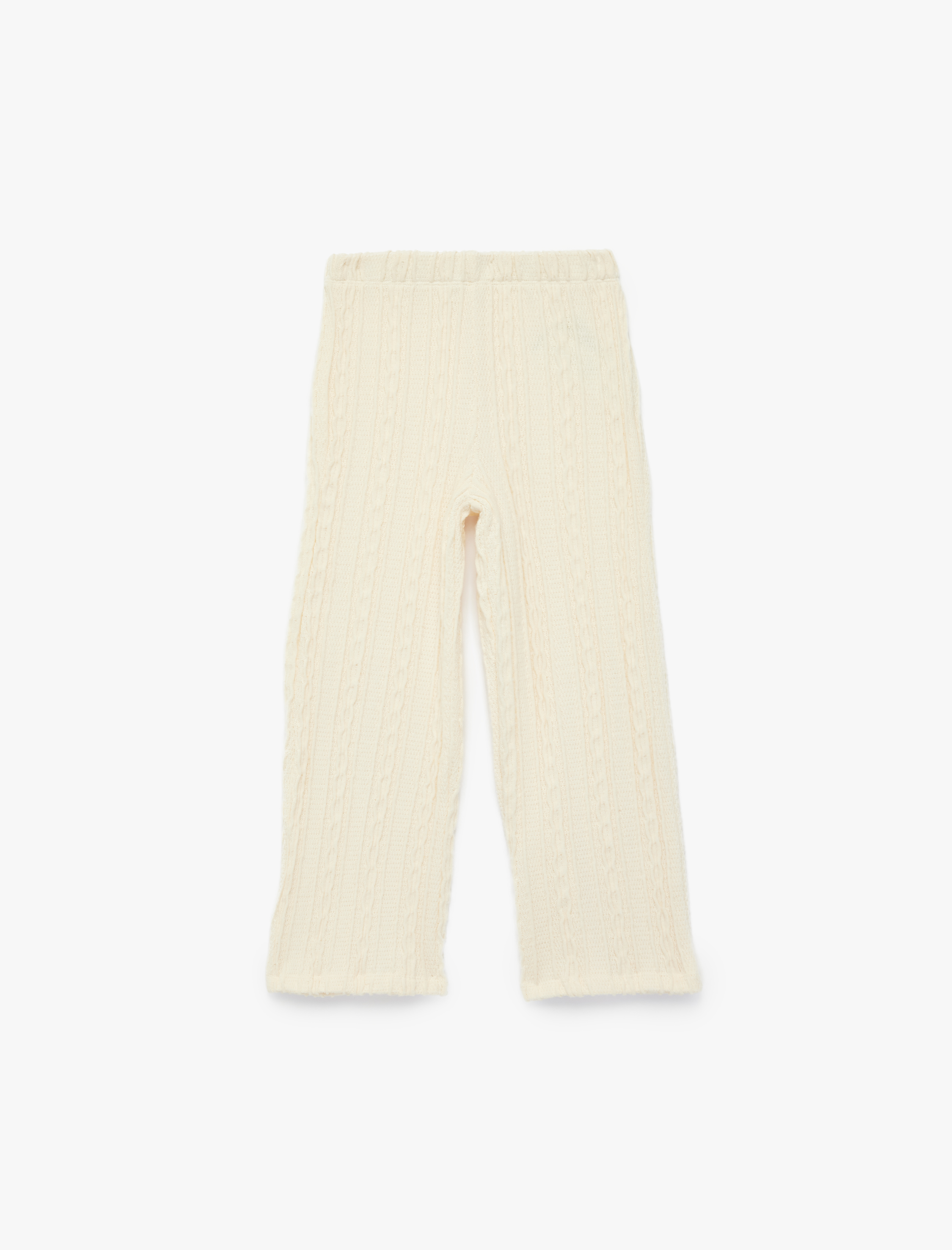  Kız Çocuk Örgü Detaylı Cepli Geniş Paça Pantolon