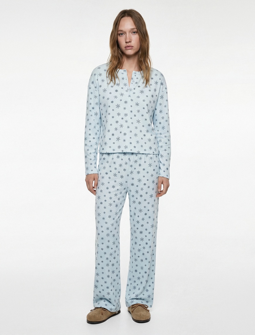 Koton Kadın Rahat Kesim Viskon Karışımlı Baskılı Pijama Altı