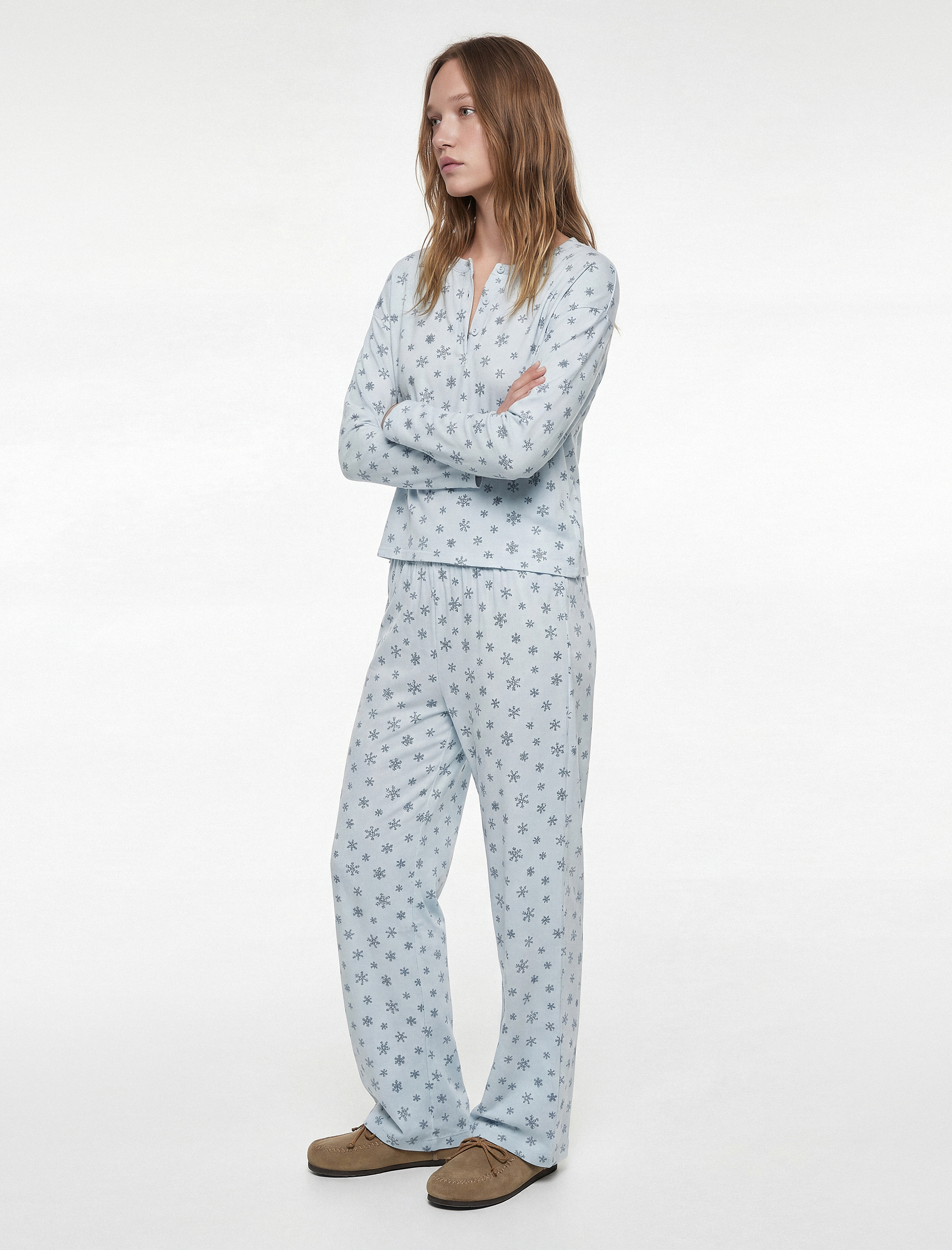   Rahat Kesim Viskon Karışımlı Baskılı Pijama Altı