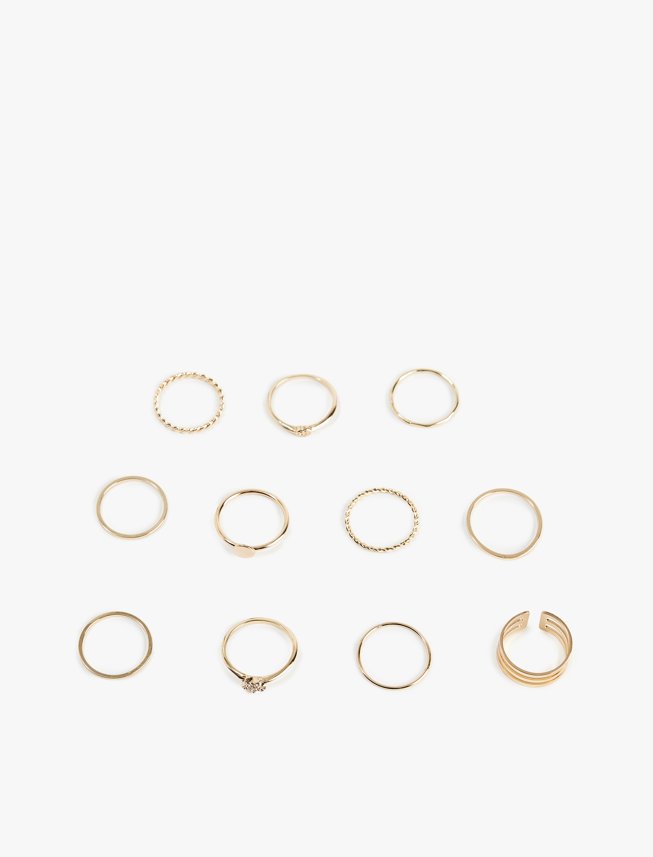  Kadın Taş Detaylı 11'li Çelik Yüzük Seti