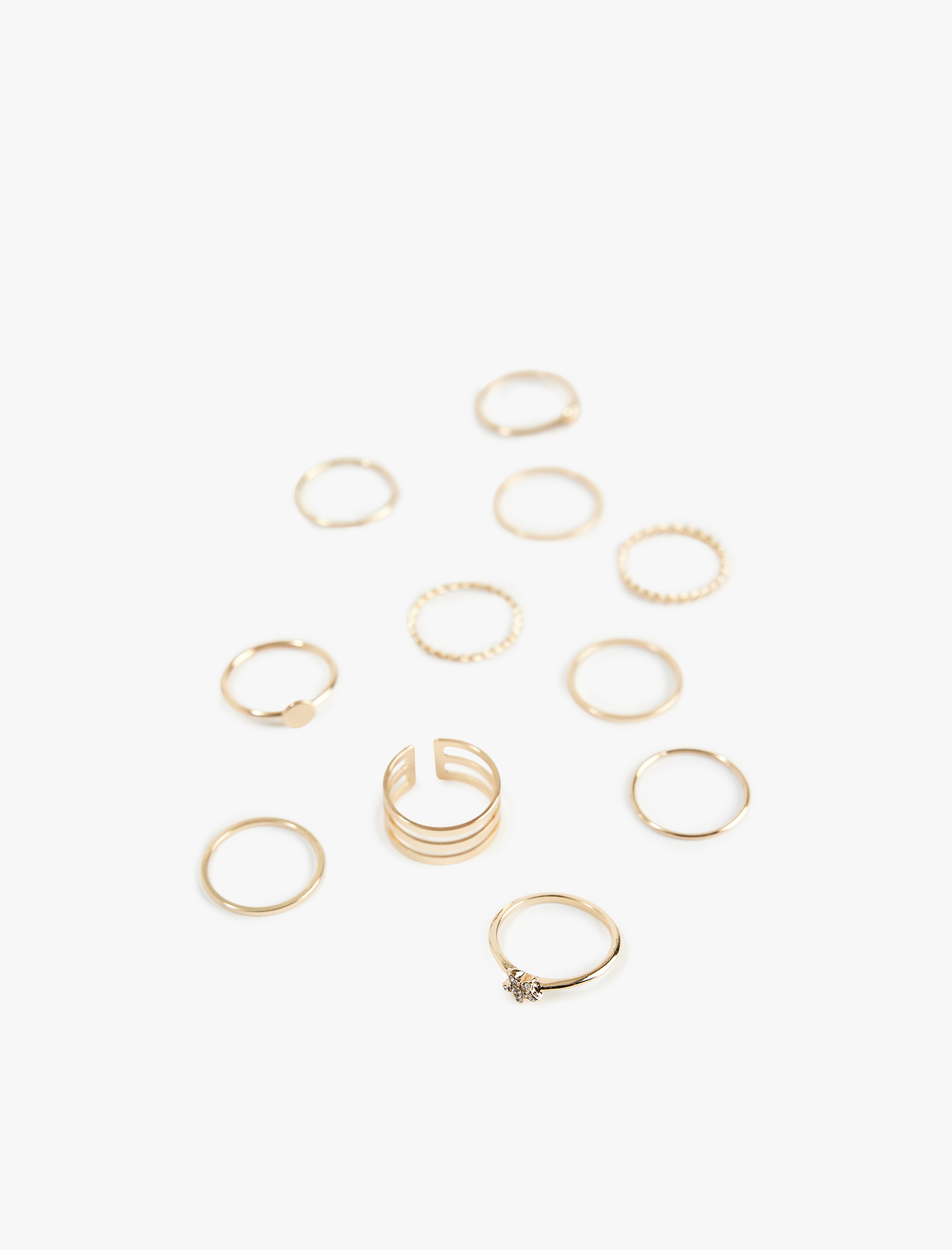  Kadın Taş Detaylı 11'li Çelik Yüzük Seti