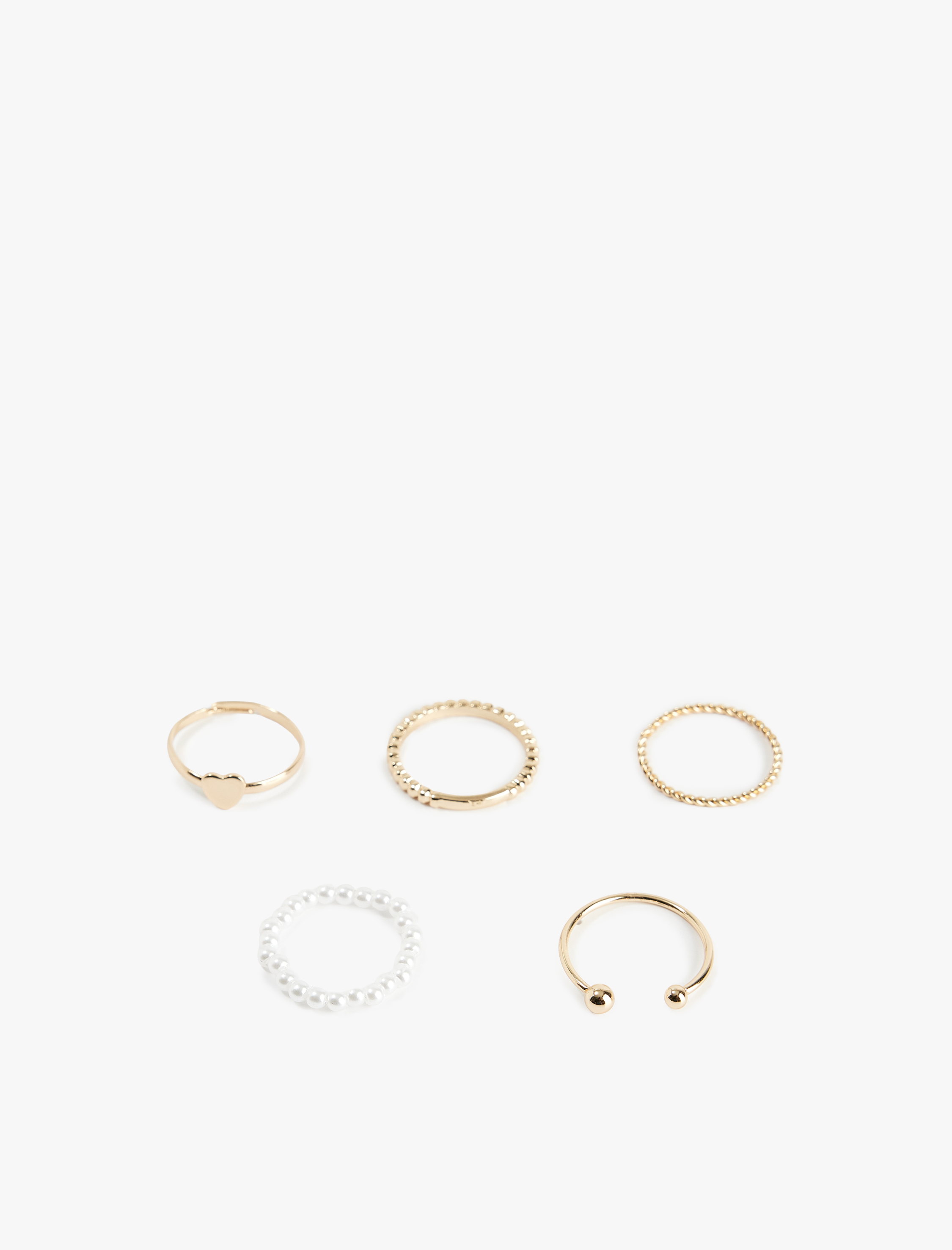  Kadın İncili 5'li Yüzük Seti