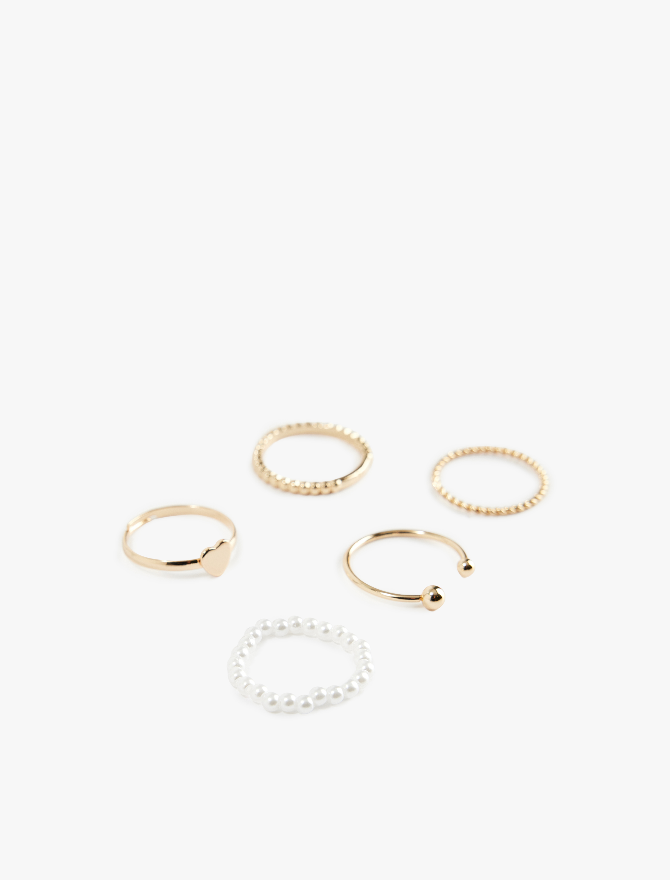  Kadın İncili 5'li Yüzük Seti