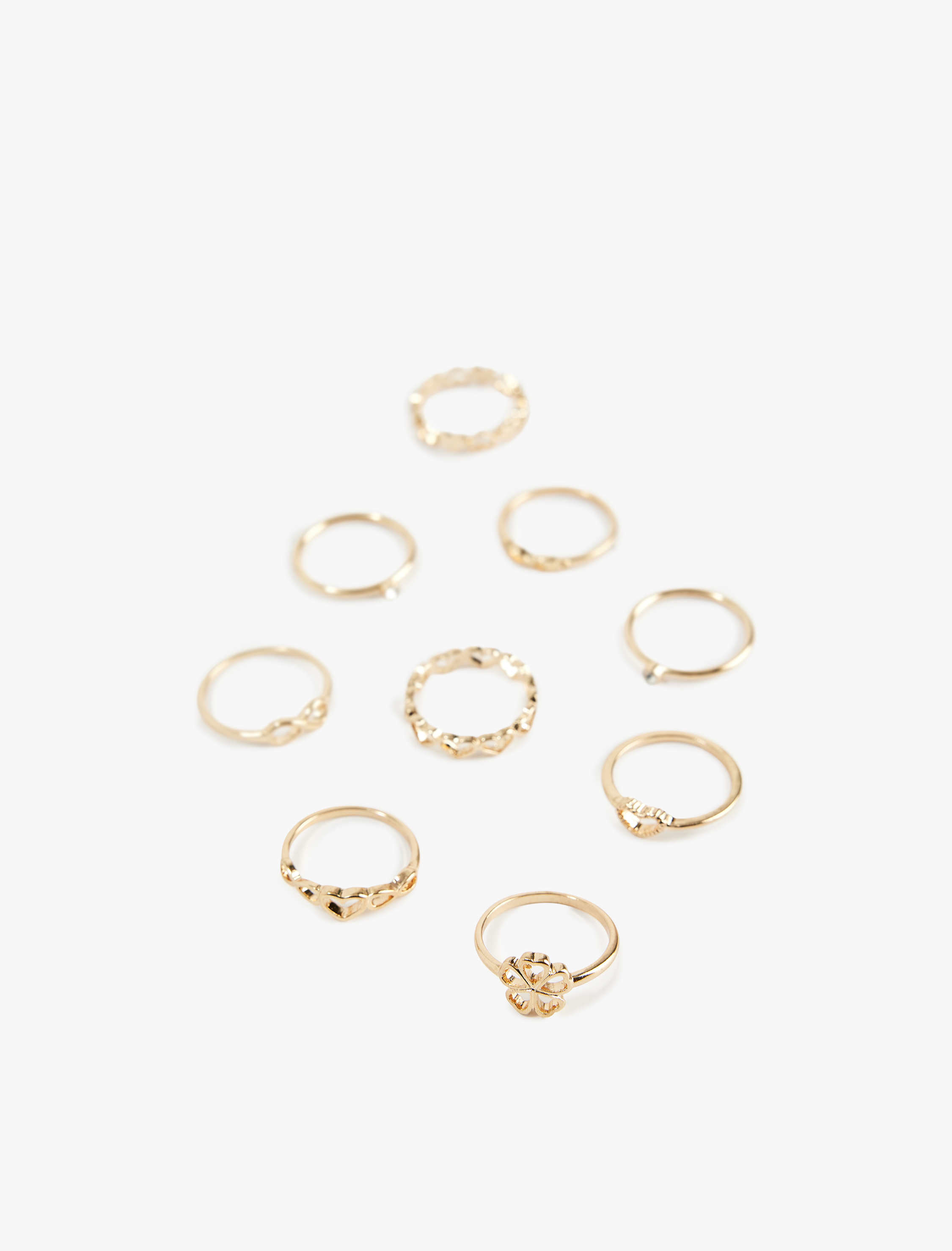  Kadın Kalpli 9'lu Yüzük Seti