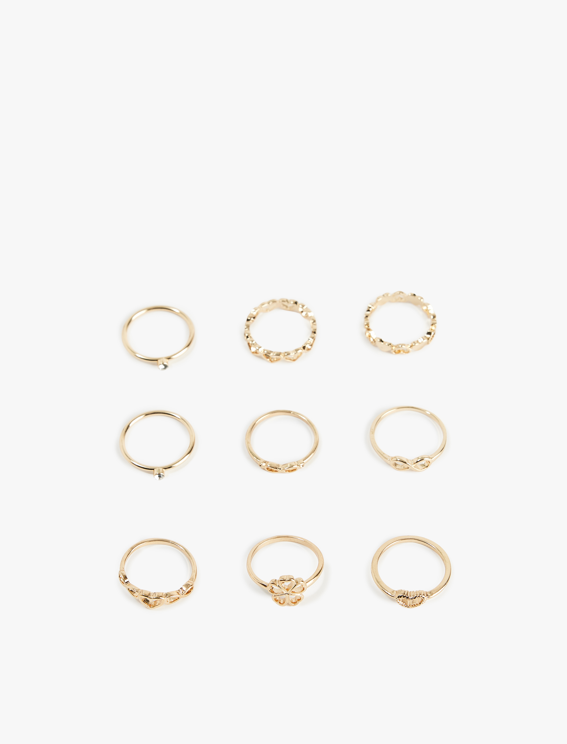  Kadın Kalpli 9'lu Yüzük Seti