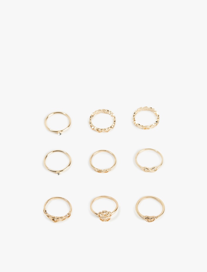 Kadın Kalpli 9'lu Yüzük Seti